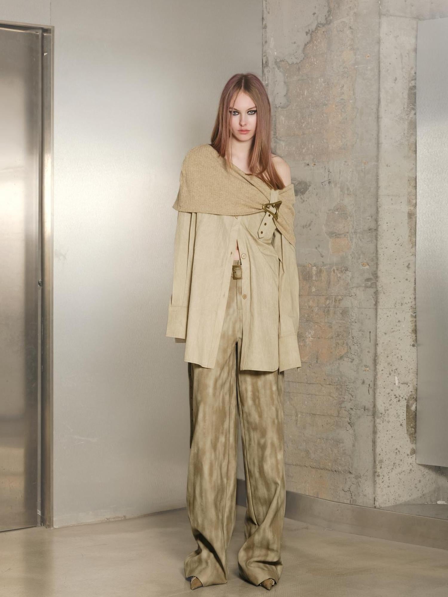 UpdateNN NORTH NODE Off Shoulder Shirt With Detachable Belt