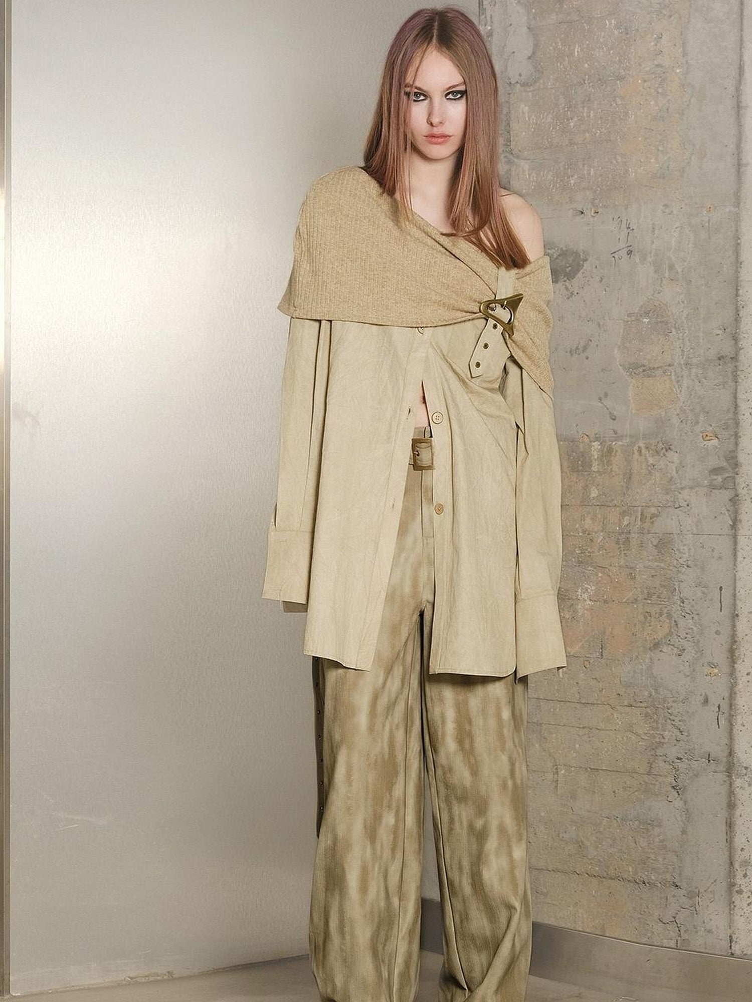 UpdateNN NORTH NODE Off Shoulder Shirt With Detachable Belt