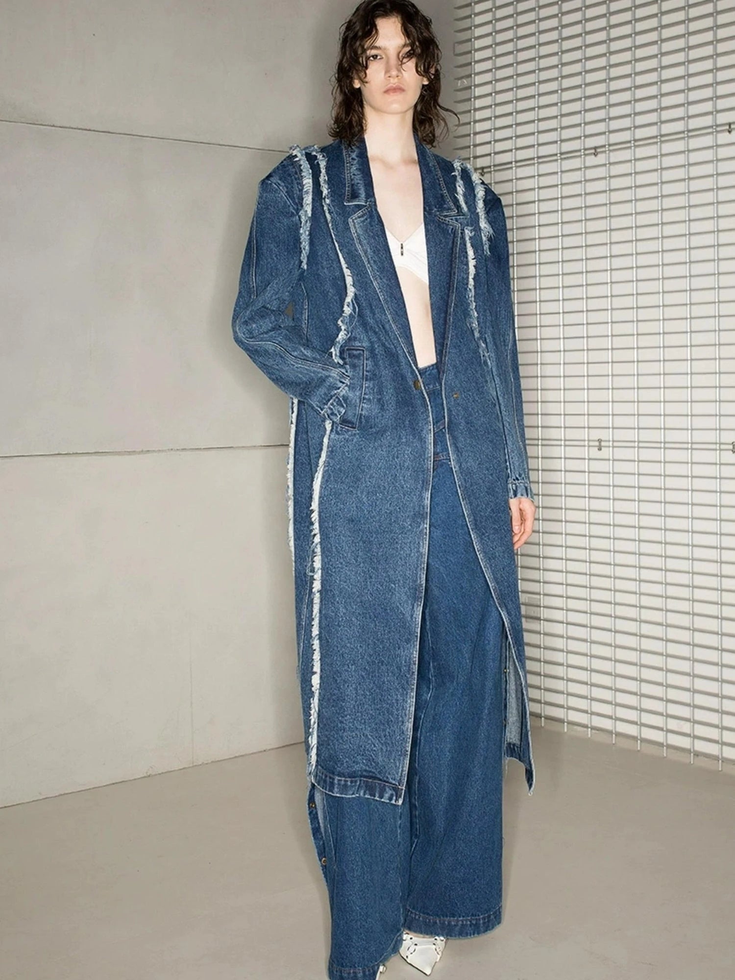 Oversized Knee Length Denim Coat