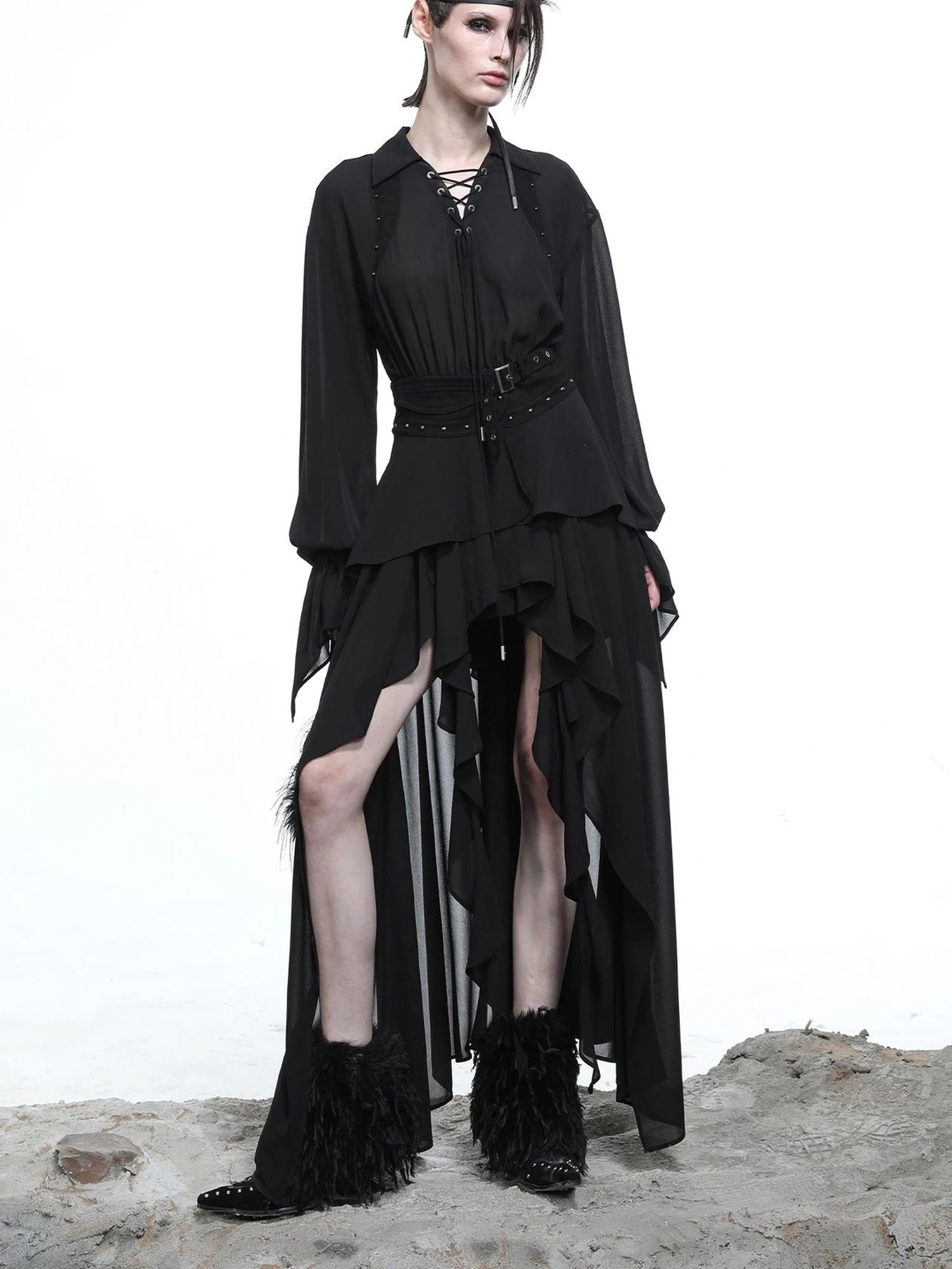 Petal Frilled Chiffon Layered Dress