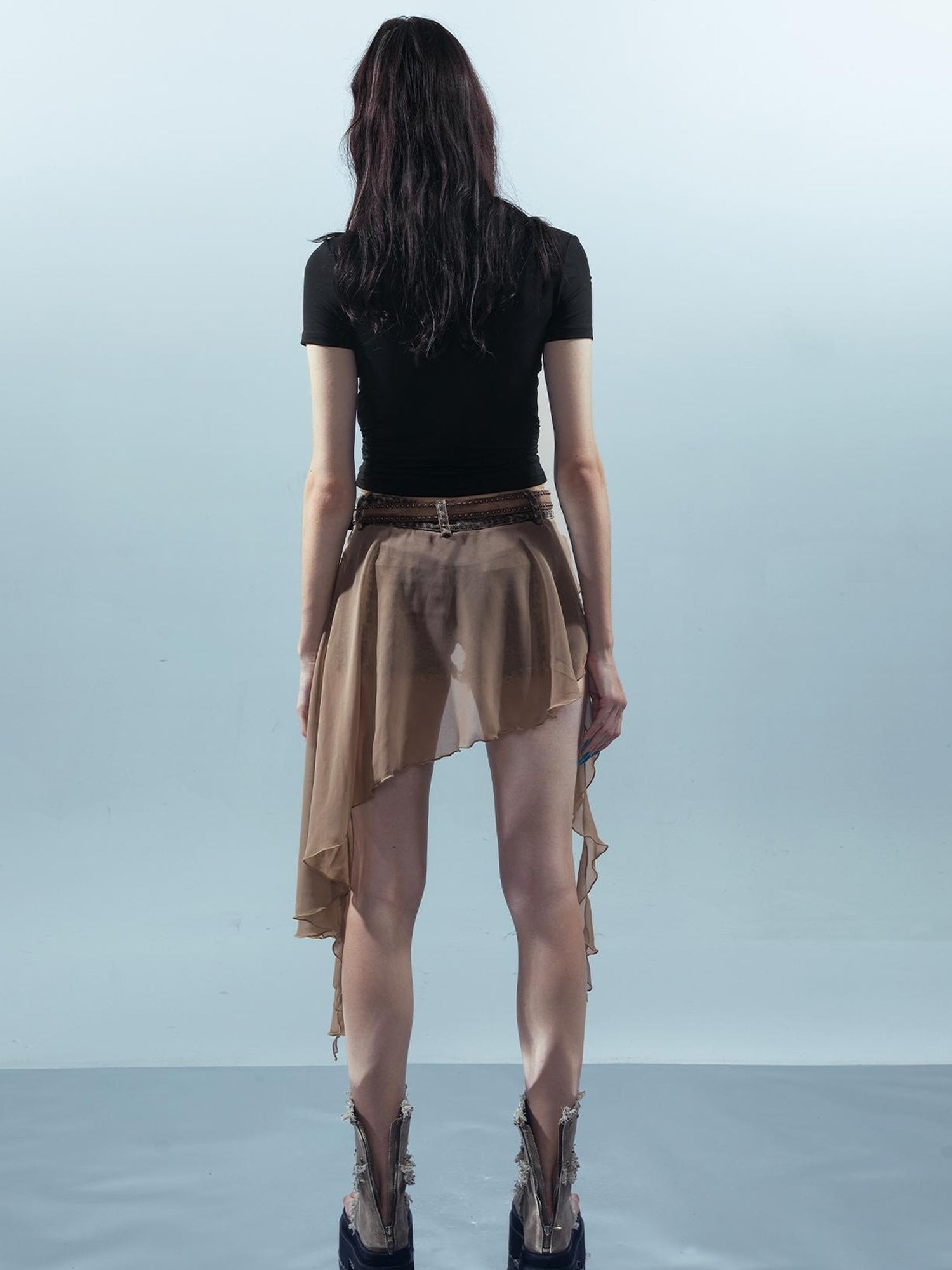 UpdateNN NORTH NODE Pieced Irregular Leopard Print Shorts With Denim Inspired Flap