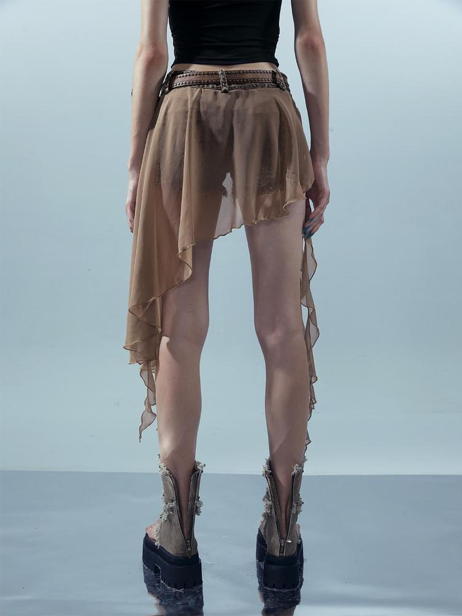 UpdateNN NORTH NODE Pieced Irregular Leopard Print Shorts With Denim Inspired Flap