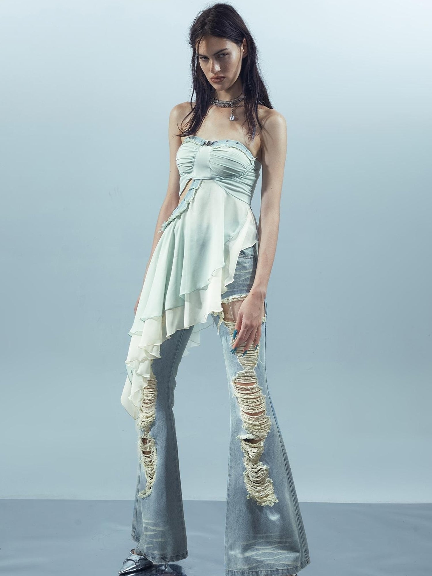 UpdateNN NORTH NODE Pieced Lotus Edge Asymmetric Bustier
