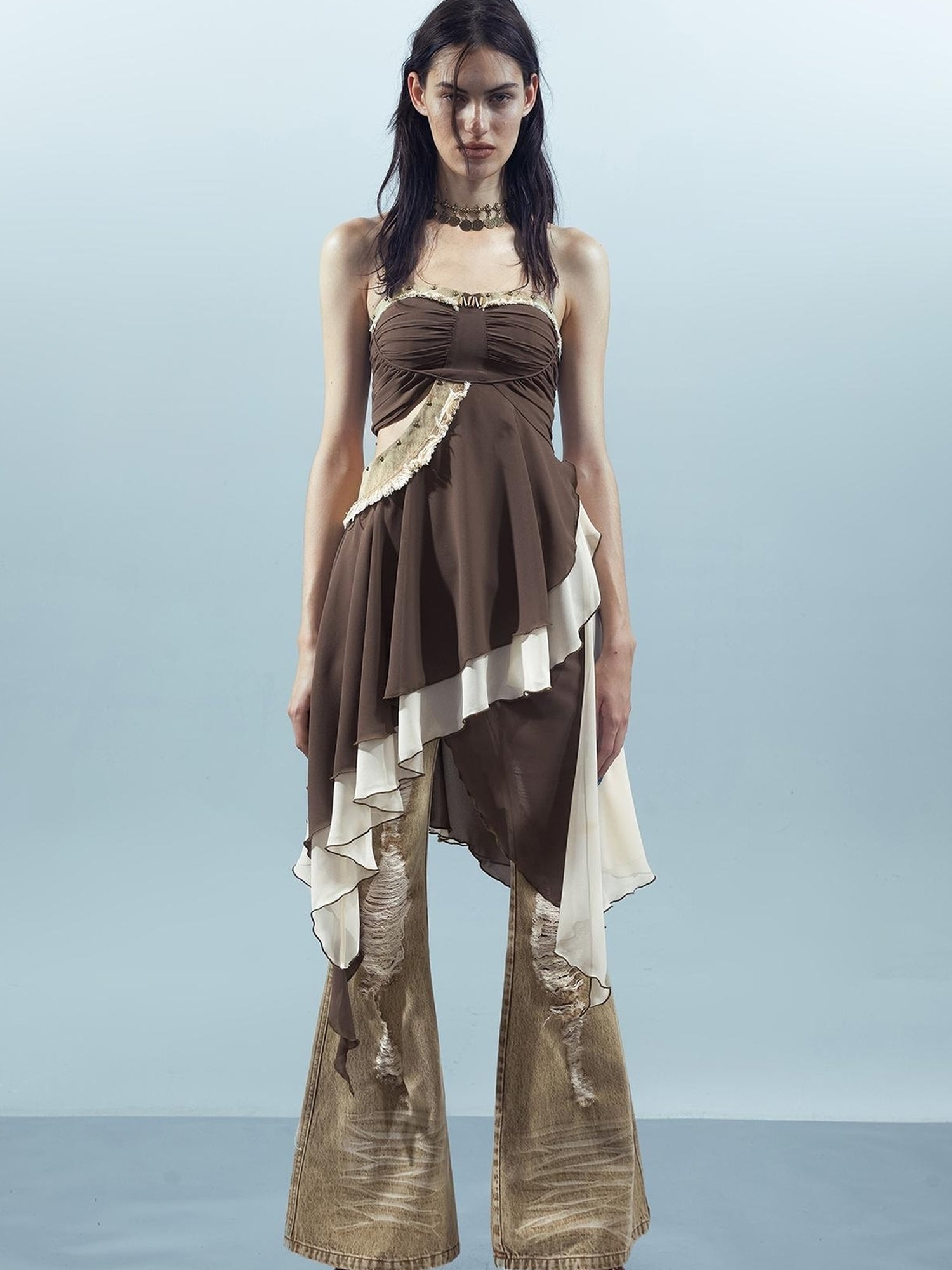 UpdateNN NORTH NODE Pieced Lotus Edge Asymmetric Bustier