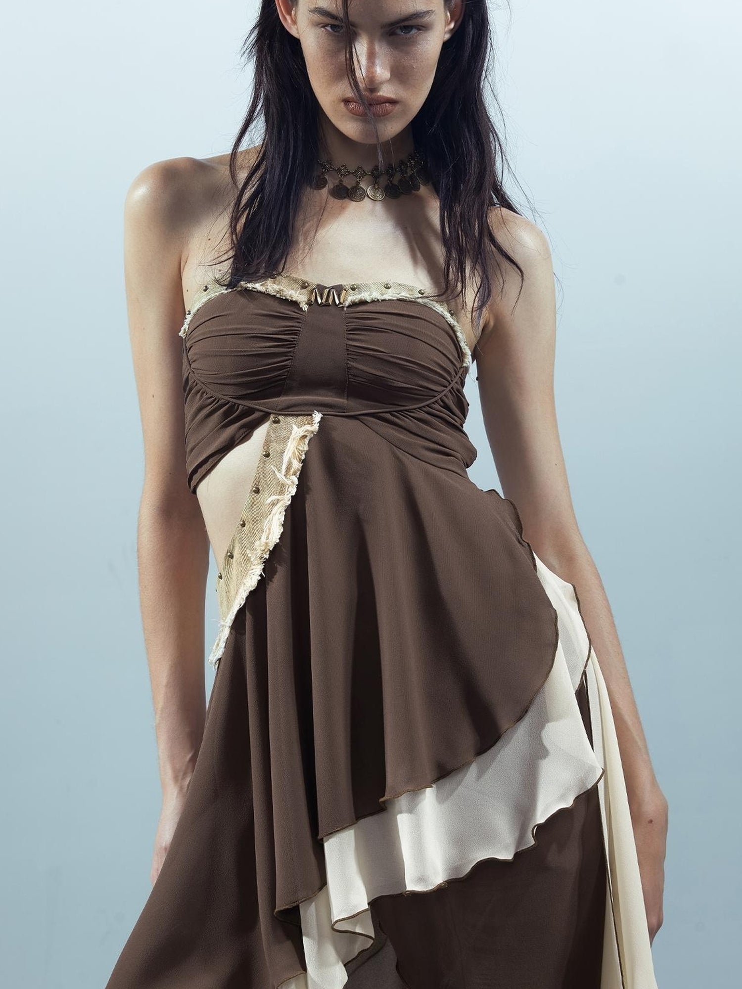 UpdateNN NORTH NODE Pieced Lotus Edge Asymmetric Bustier