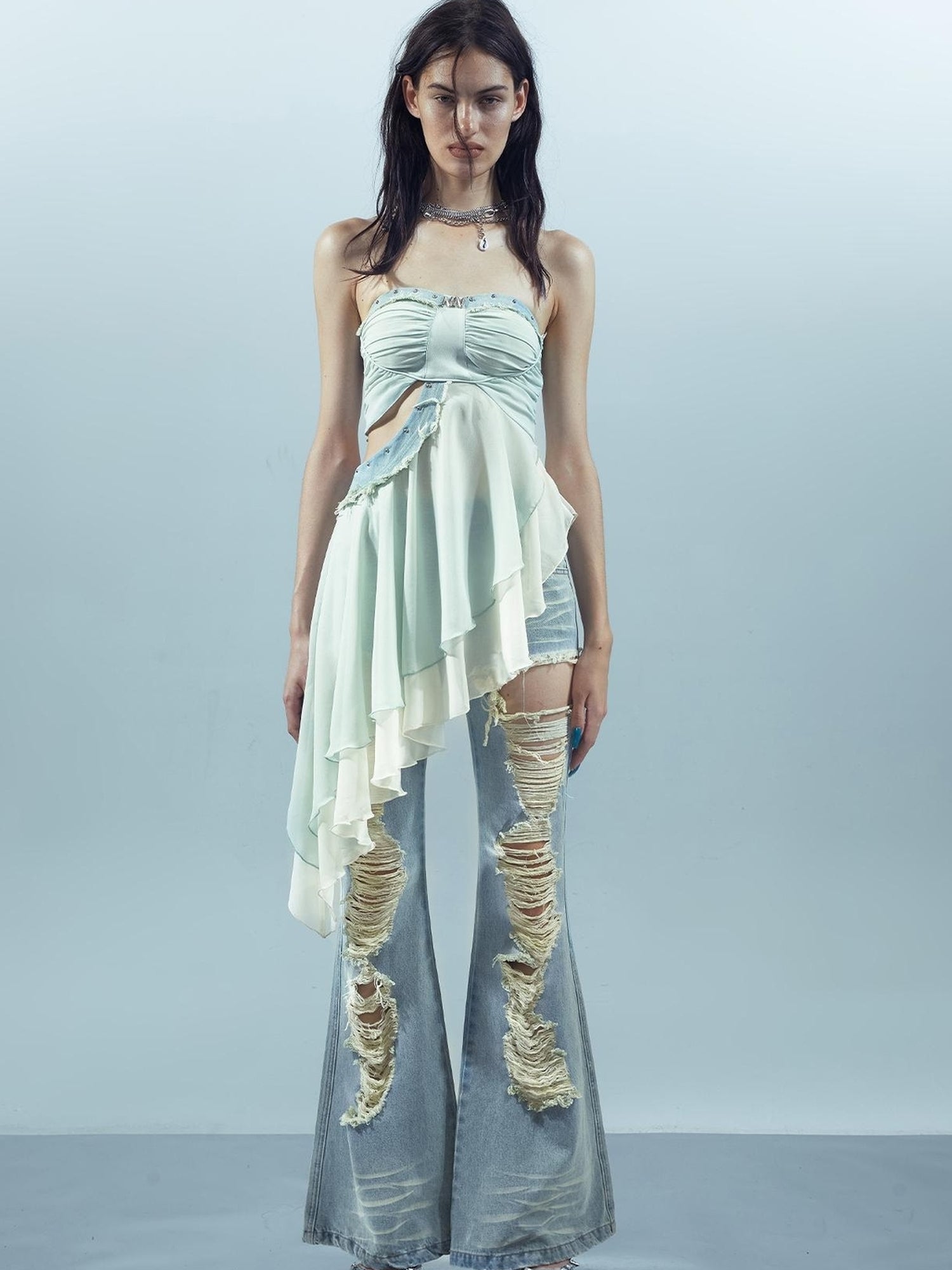 UpdateNN NORTH NODE Pieced Lotus Edge Asymmetric Bustier