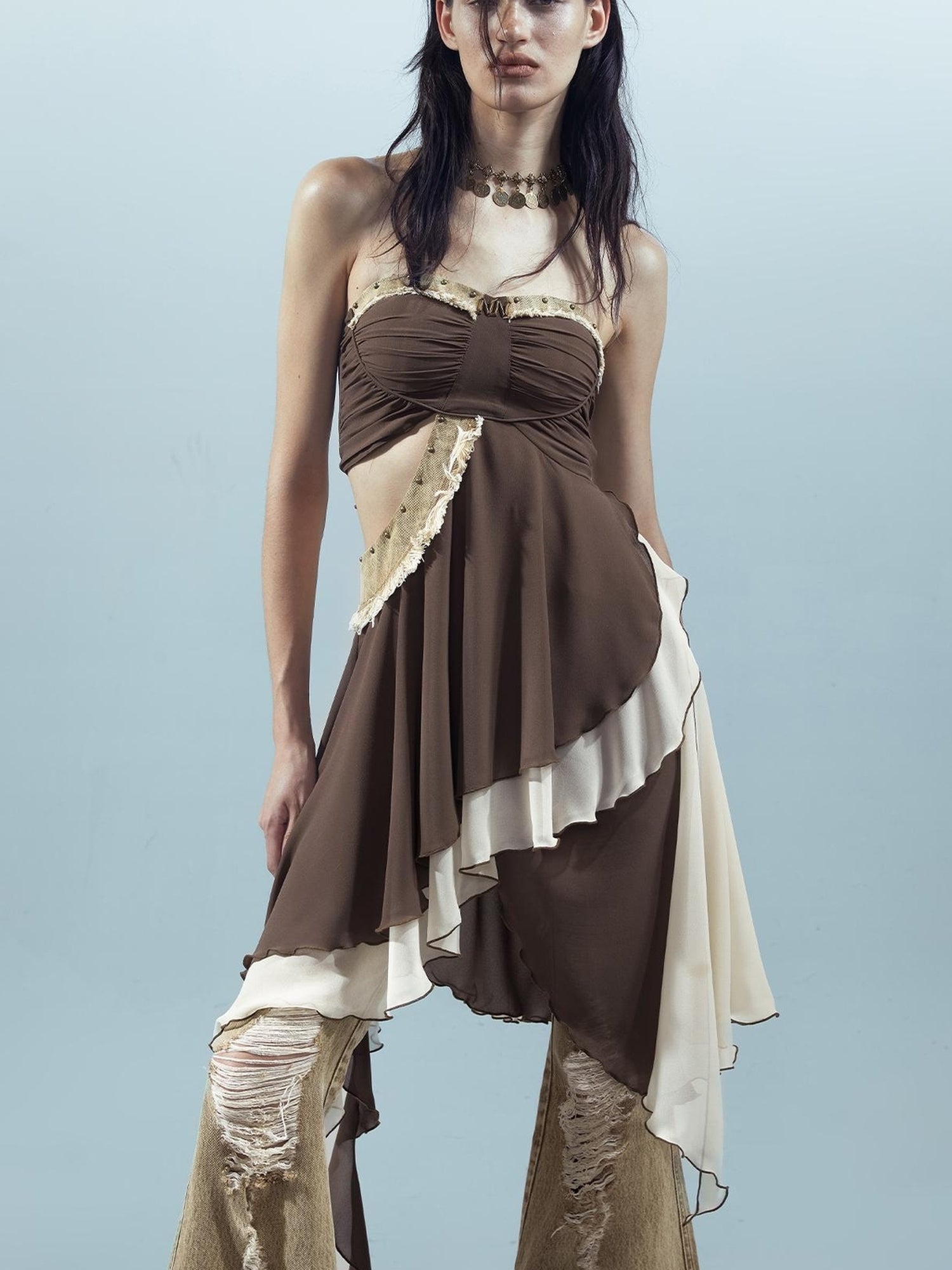 UpdateNN NORTH NODE Pieced Lotus Edge Asymmetric Bustier