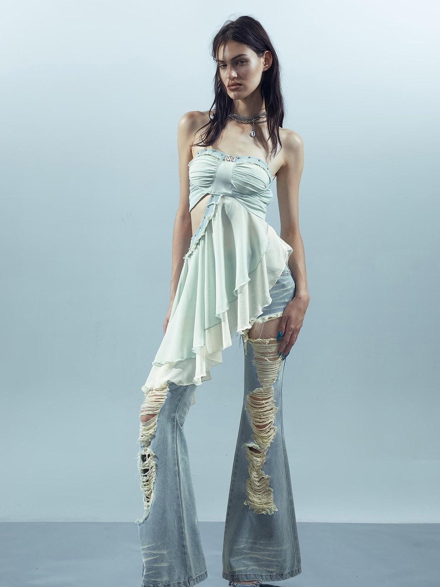 UpdateNN NORTH NODE Pieced Lotus Edge Asymmetric Bustier