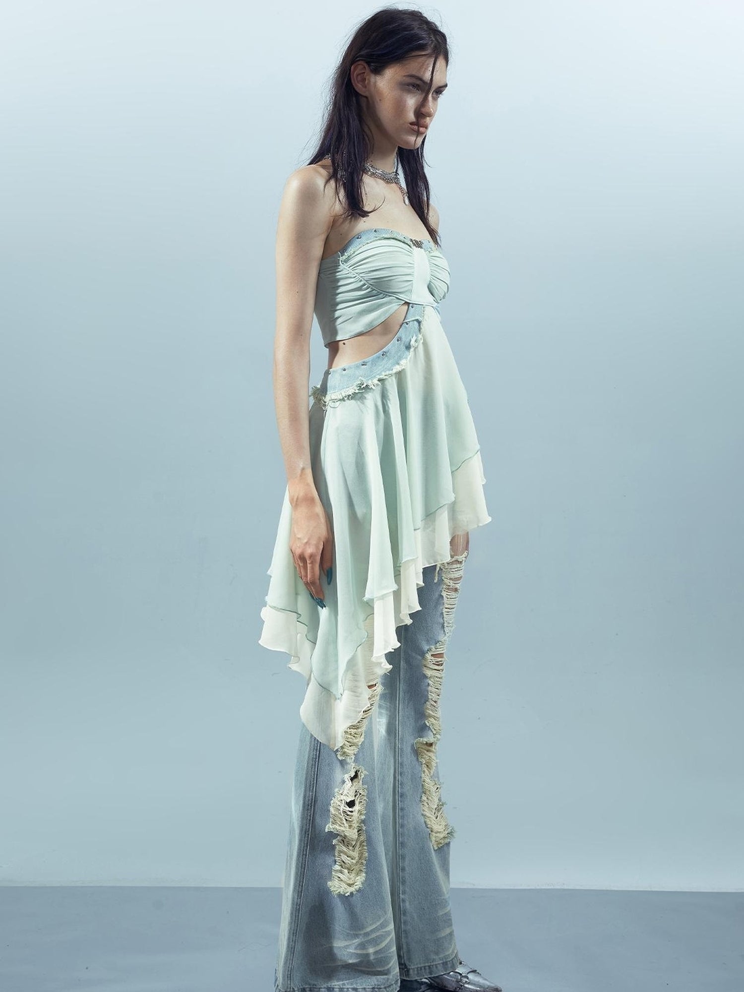 UpdateNN NORTH NODE Pieced Lotus Edge Asymmetric Bustier
