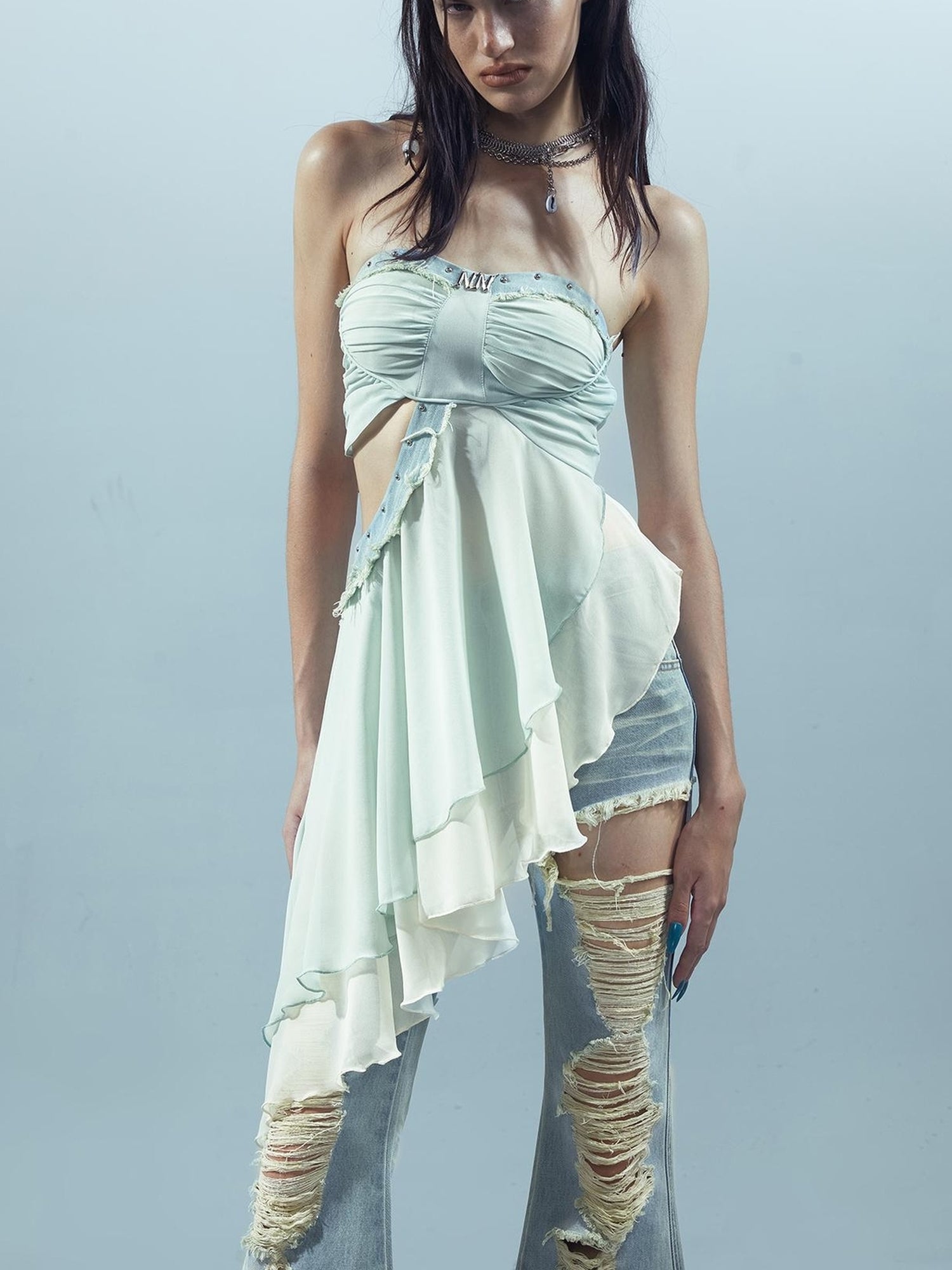 UpdateNN NORTH NODE Pieced Lotus Edge Asymmetric Bustier
