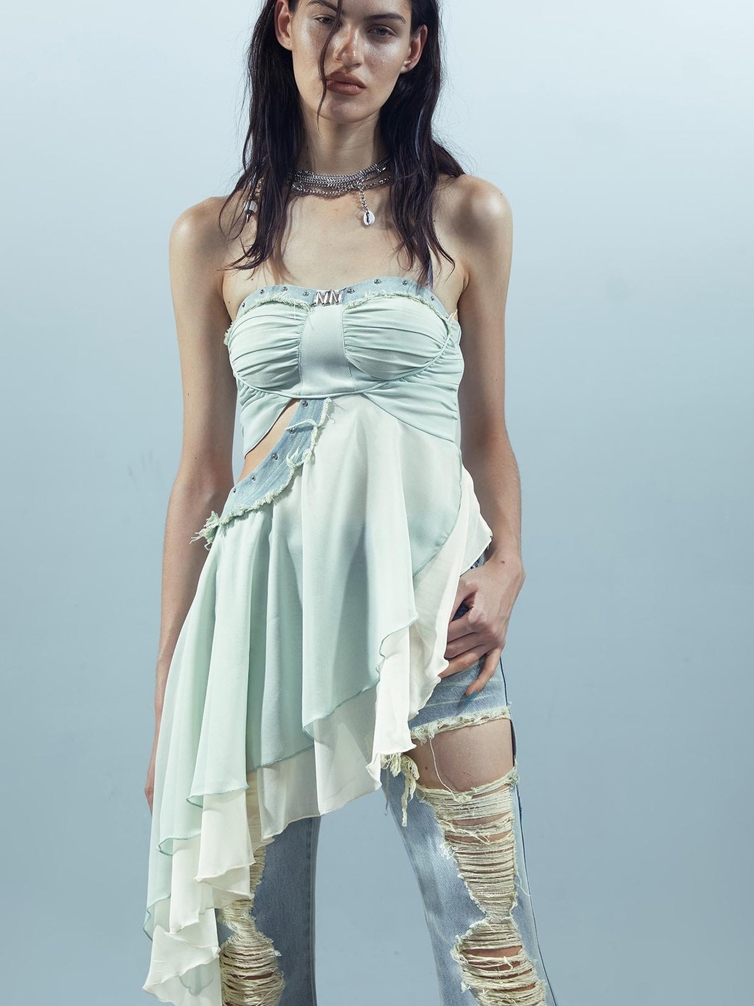 UpdateNN NORTH NODE Pieced Lotus Edge Asymmetric Bustier