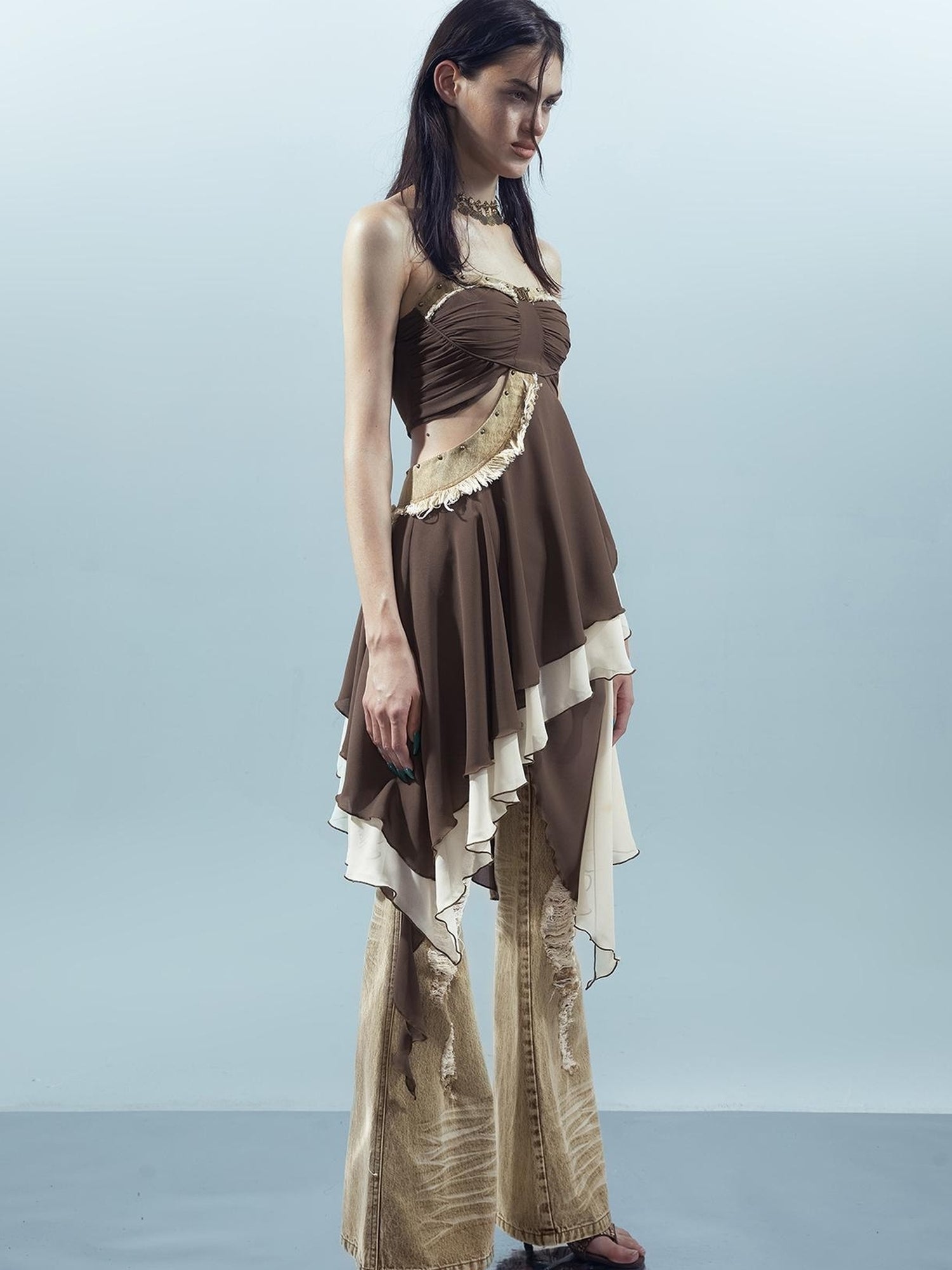 UpdateNN NORTH NODE Pieced Lotus Edge Asymmetric Bustier