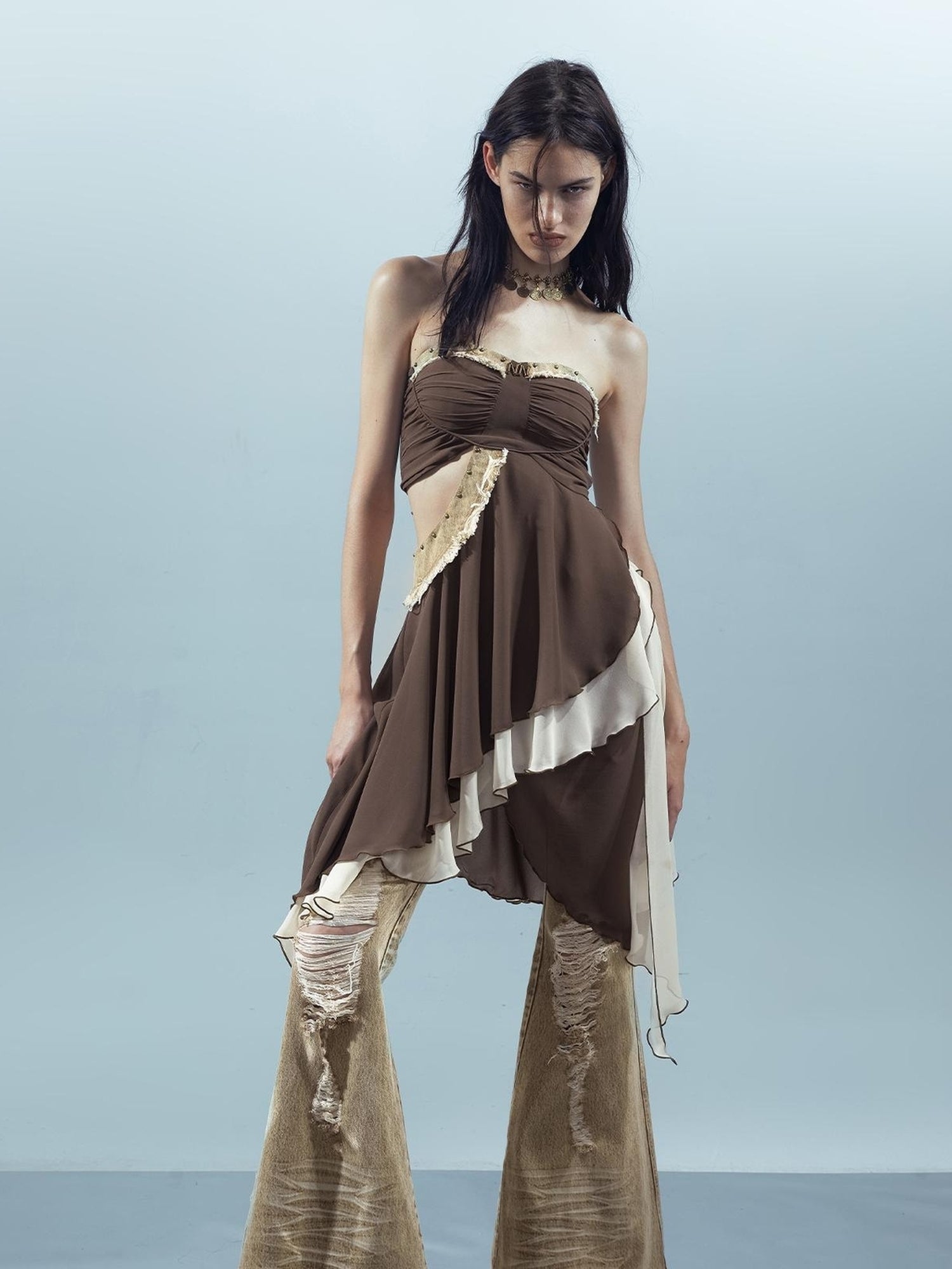UpdateNN NORTH NODE Pieced Lotus Edge Asymmetric Bustier