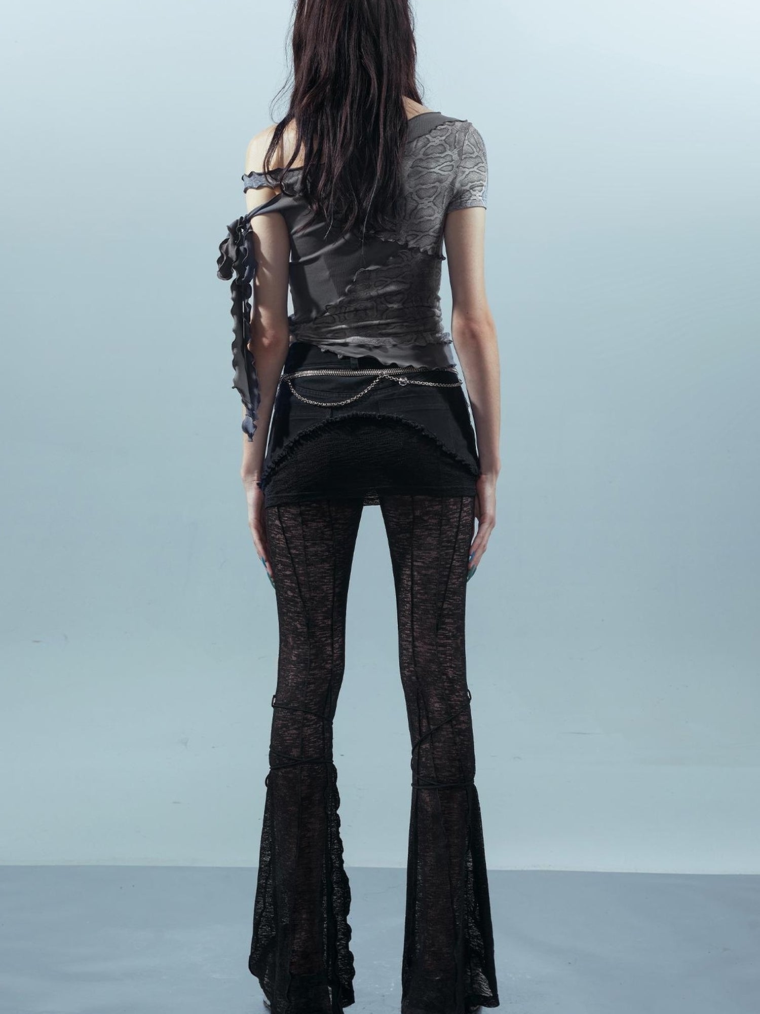 UpdateNN NORTH NODE Piscean Loom Ethereal Threads Asymmetric Knot V-Neck T-Shirt Long-Sleeve