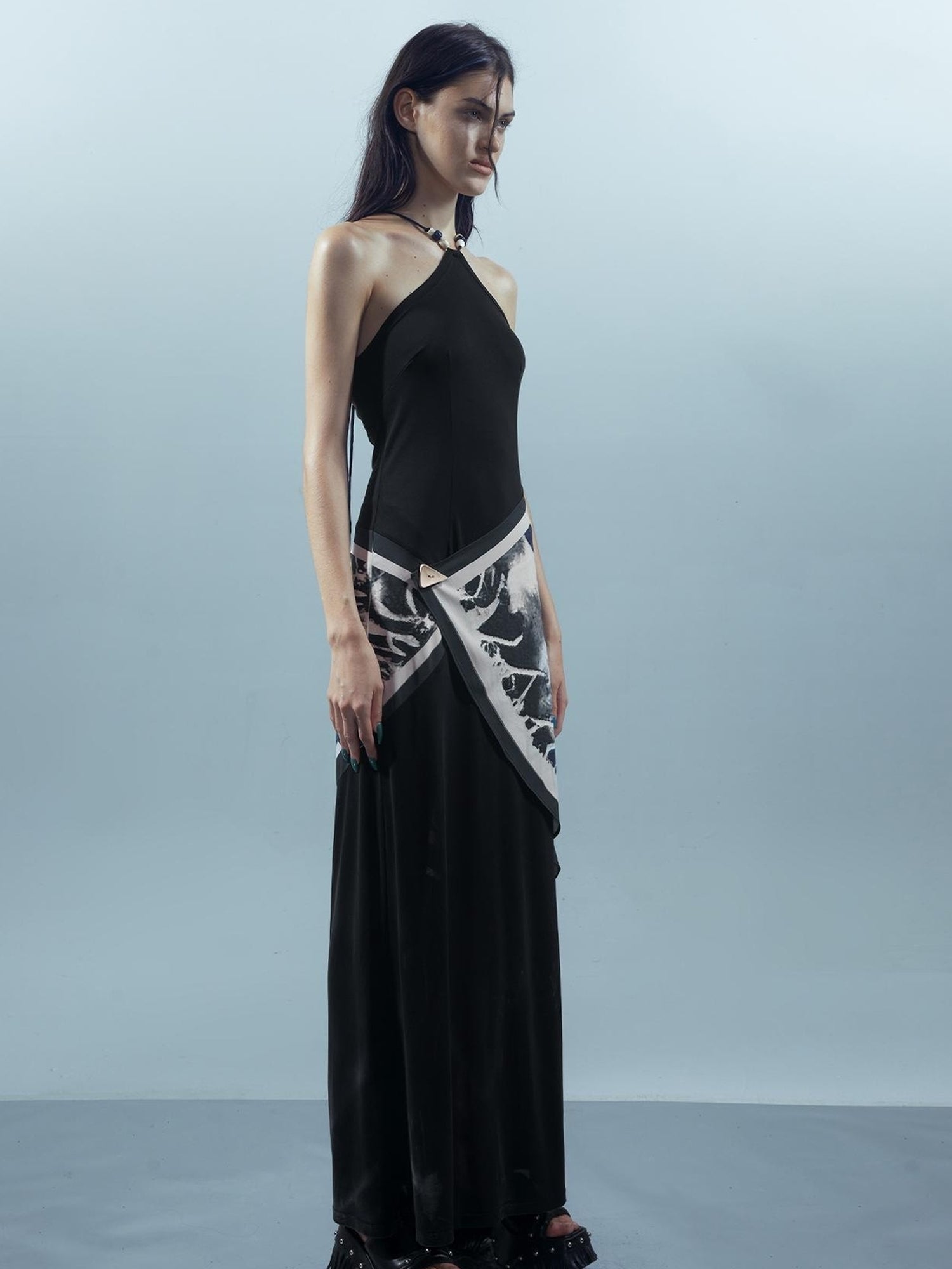 NN NORTH NODE Piscean Loom Ethereal Threads Backless Beaded Gown