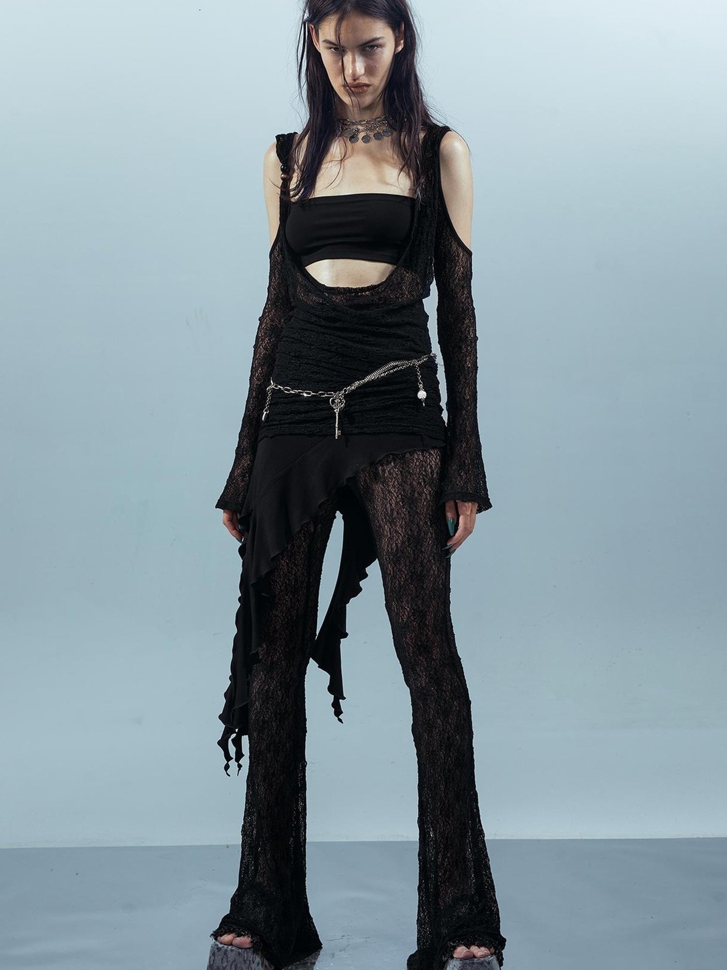 UpdateNN NORTH NODE Piscean Loom Ethereal Threads Flared Lace Culottes