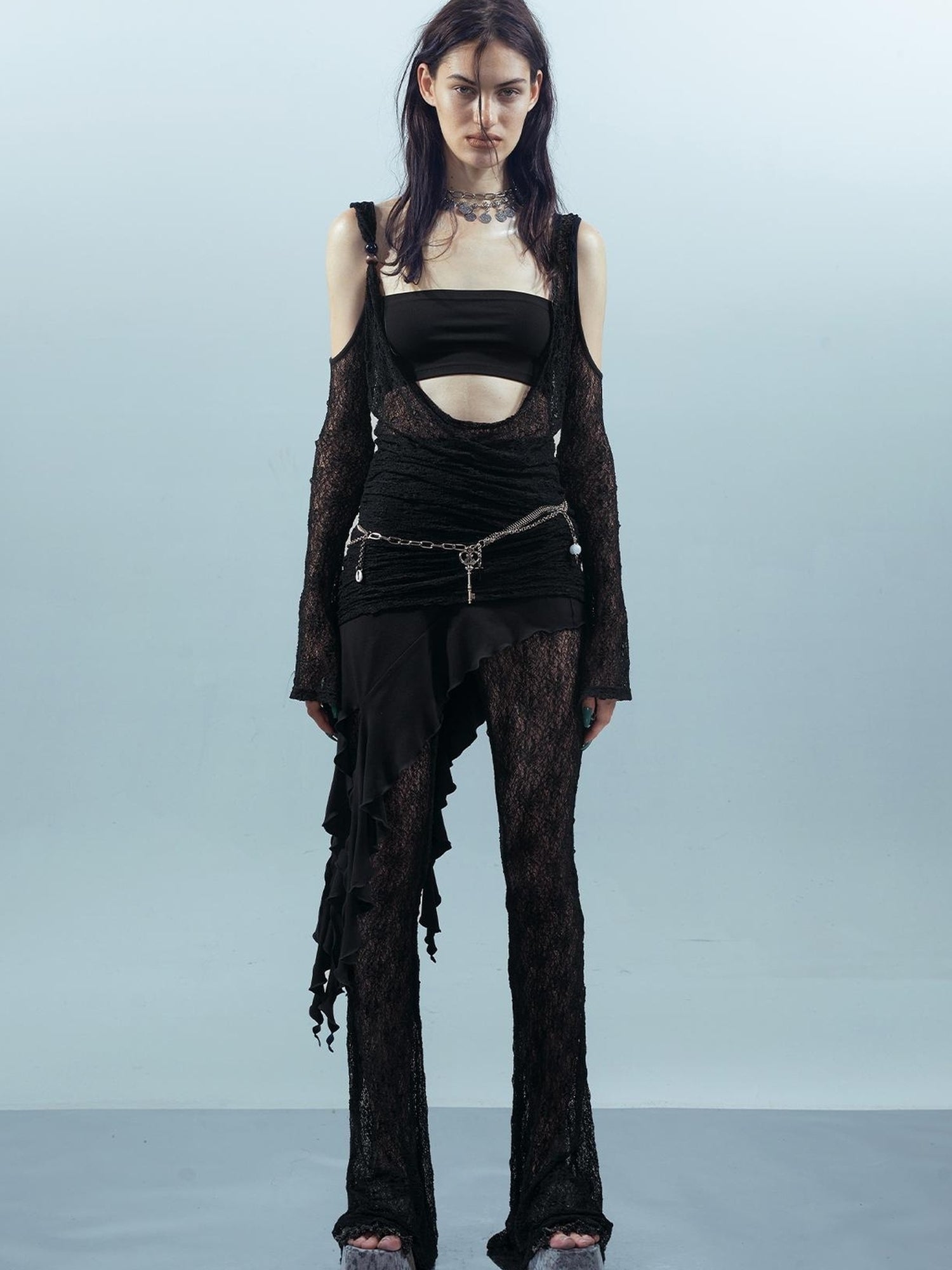 UpdateNN NORTH NODE Piscean Loom Ethereal Threads Flared Lace Culottes