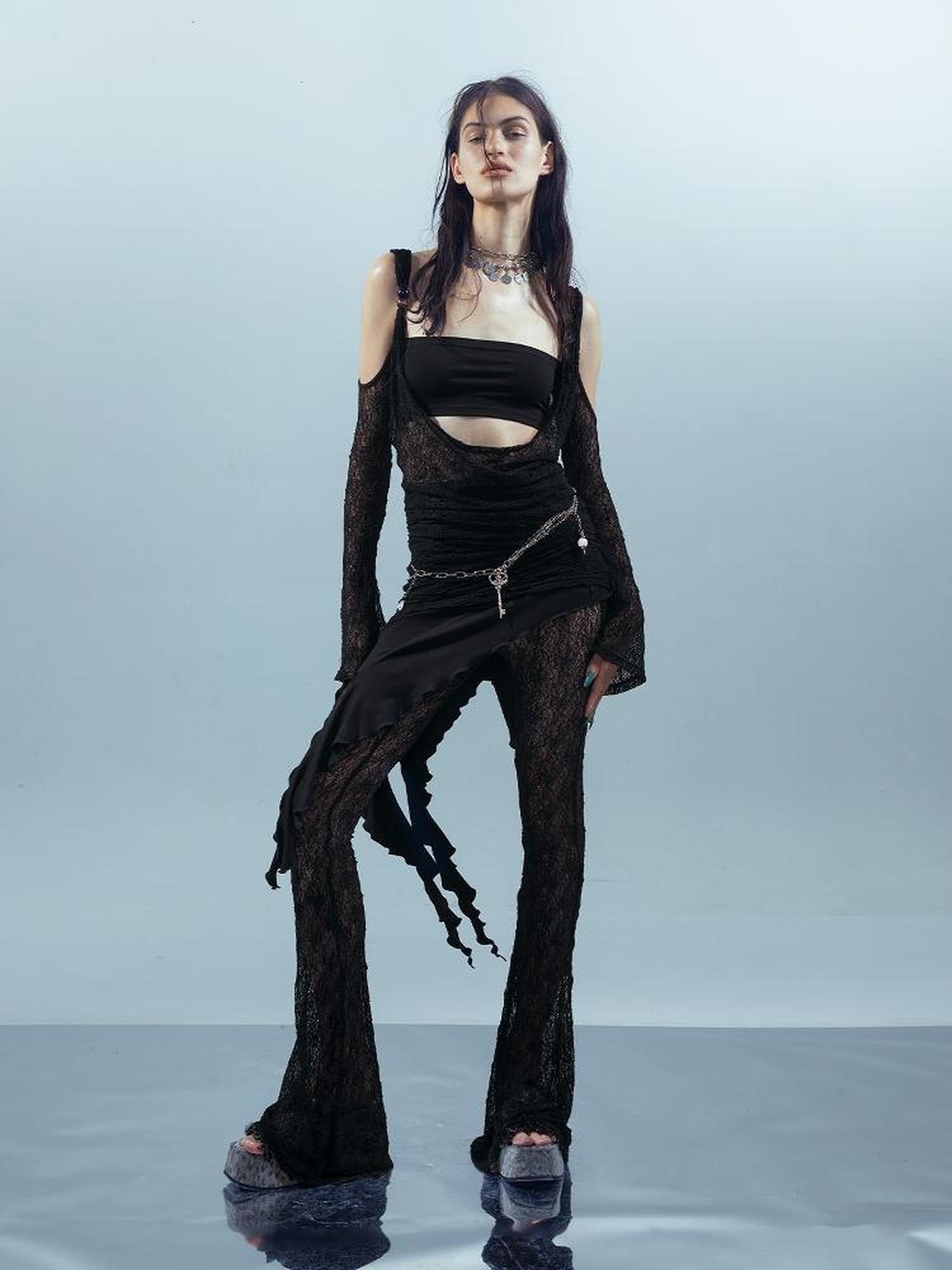 UpdateNN NORTH NODE Piscean Loom Ethereal Threads Flared Lace Culottes