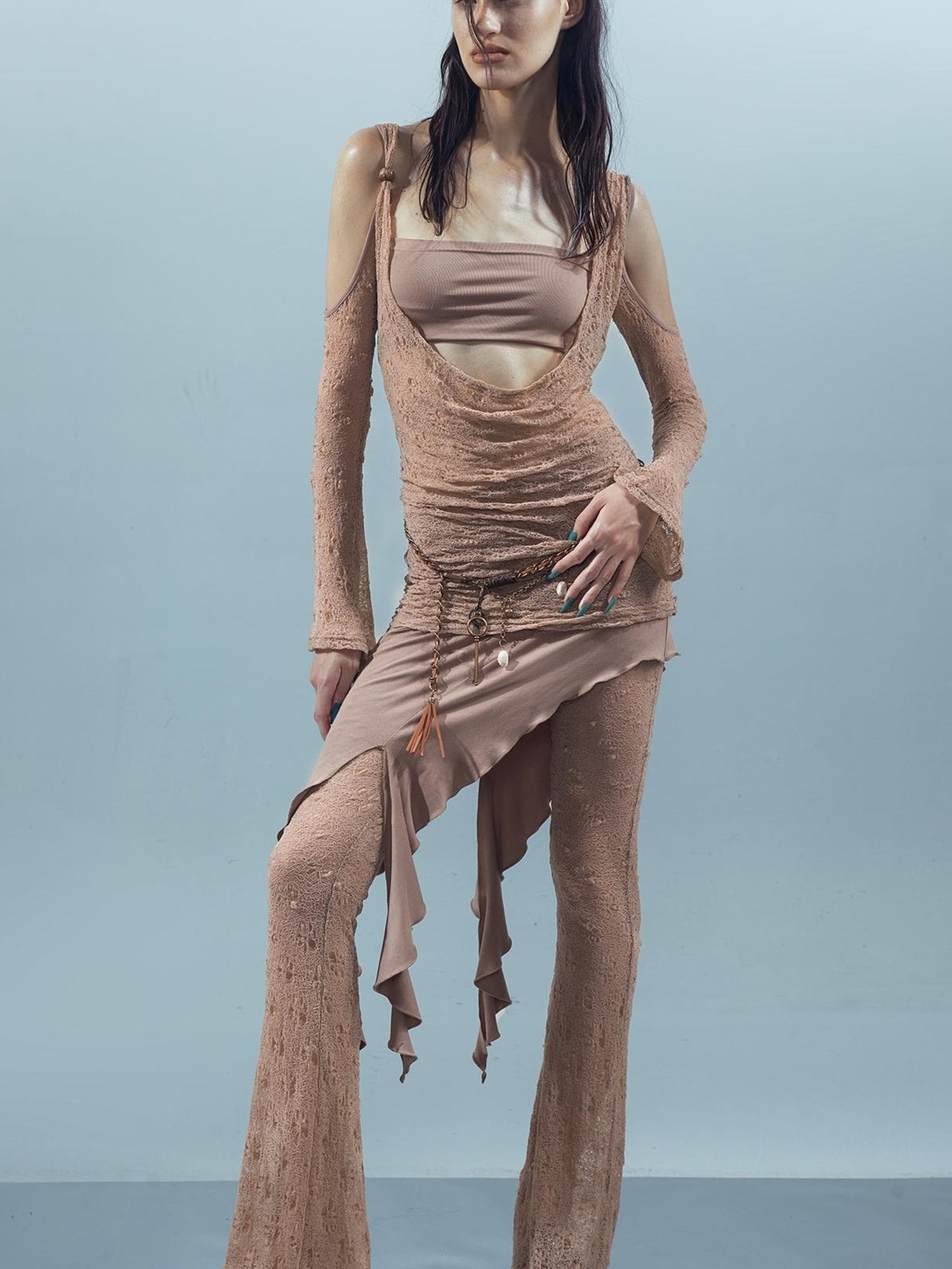 UpdateNN NORTH NODE Piscean Loom Ethereal Threads Flared Lace Culottes