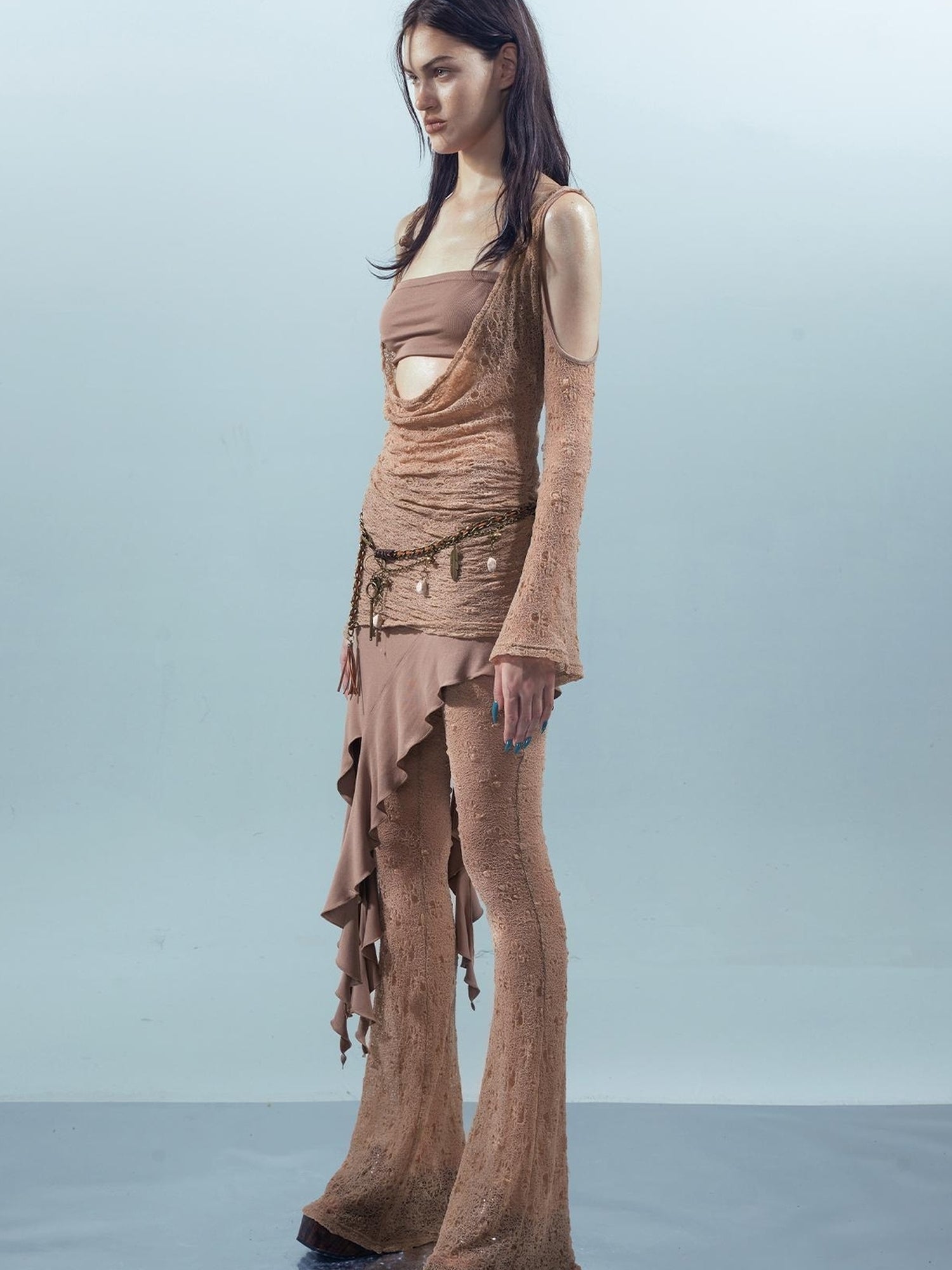 UpdateNN NORTH NODE Piscean Loom Ethereal Threads Flared Lace Culottes