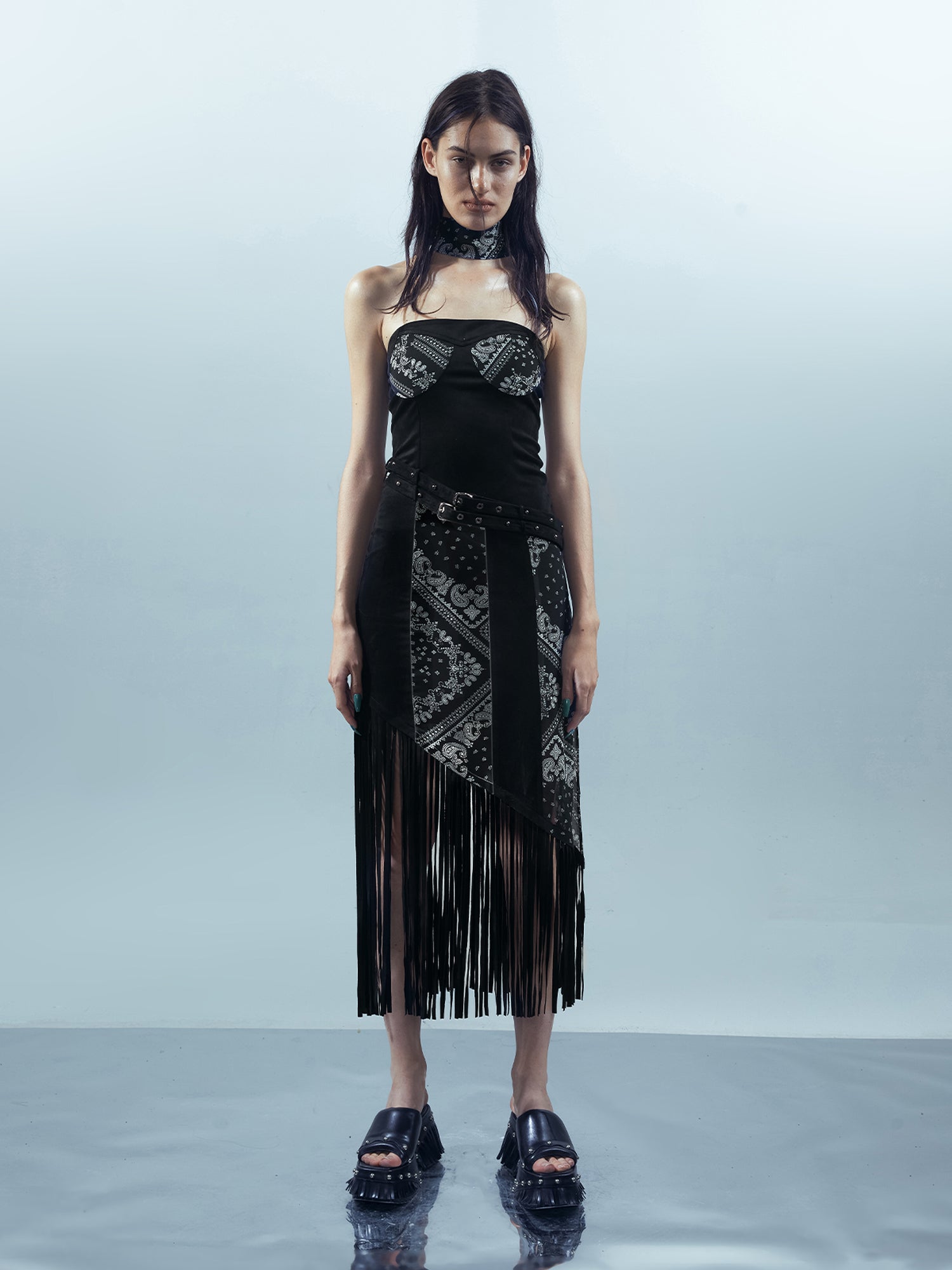 UpdateNN NORTH NODE Piscean Loom Ethereal Threads Fringe Trim Dress