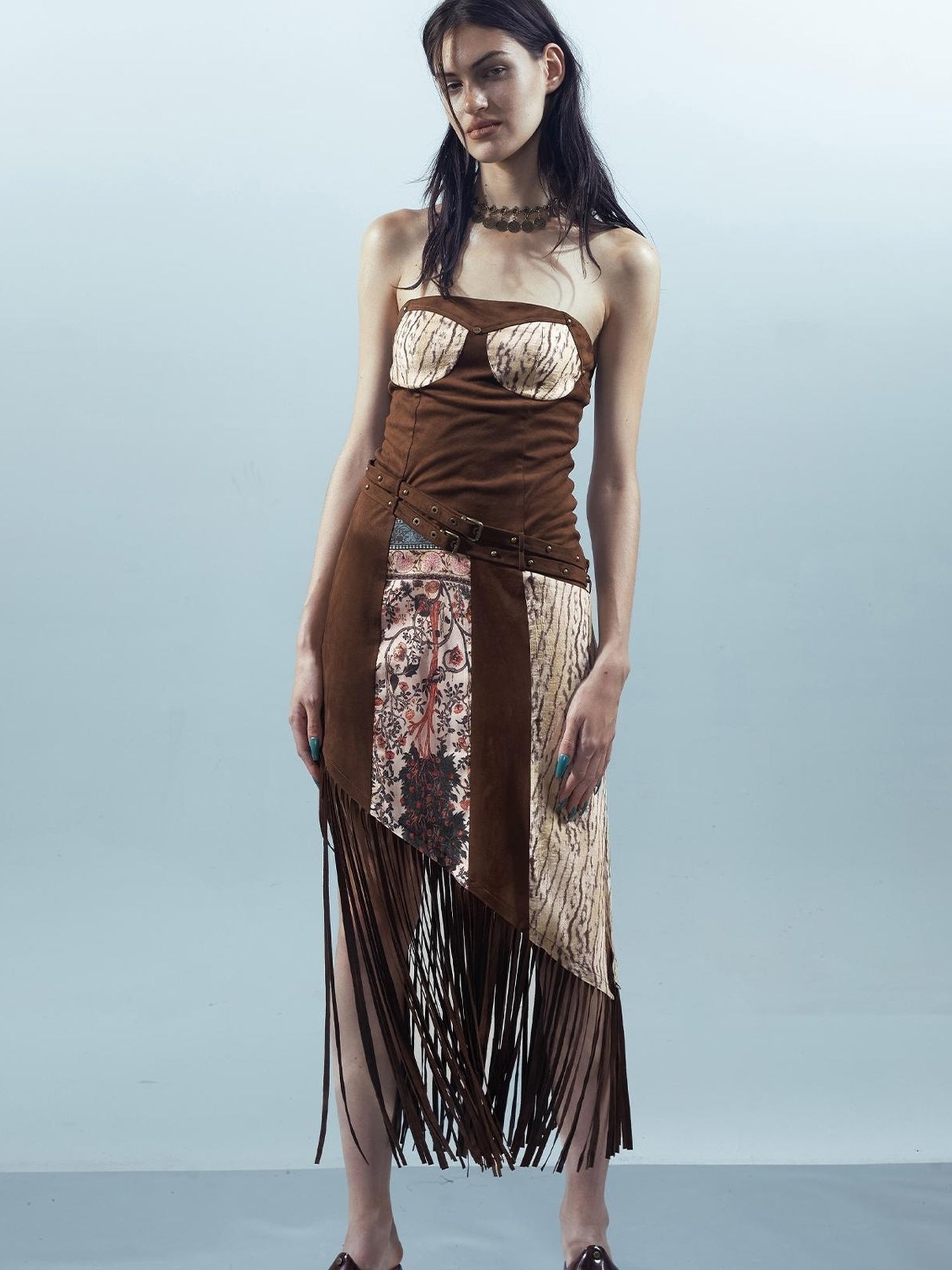 UpdateNN NORTH NODE Piscean Loom Ethereal Threads Fringe Trim Dress