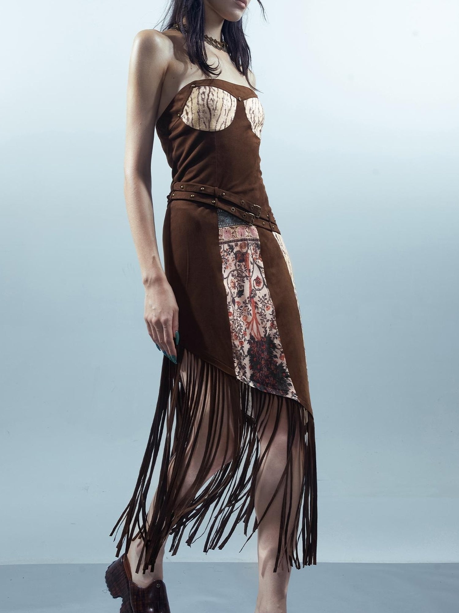 UpdateNN NORTH NODE Piscean Loom Ethereal Threads Fringe Trim Dress