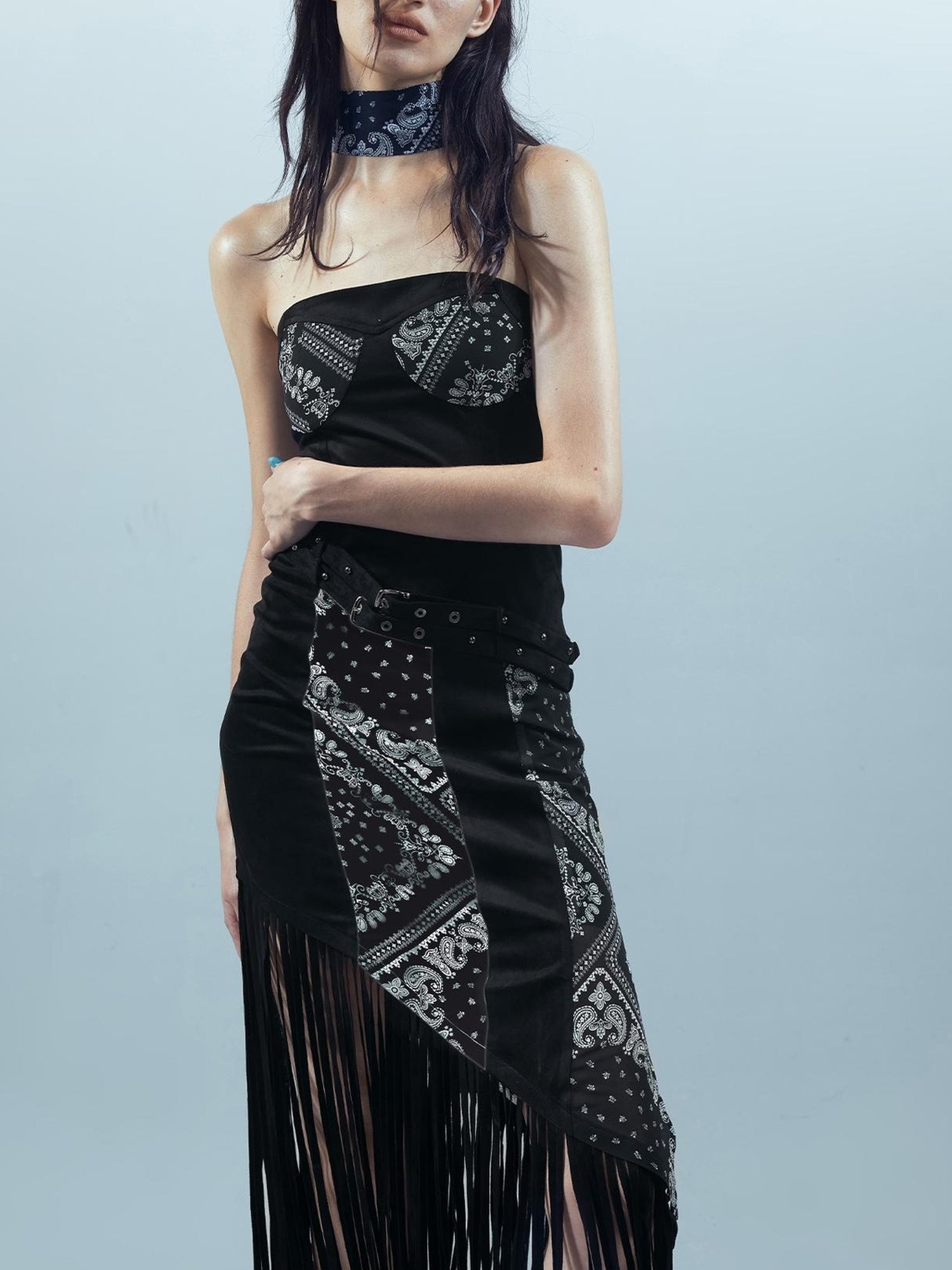 UpdateNN NORTH NODE Piscean Loom Ethereal Threads Fringe Trim Dress