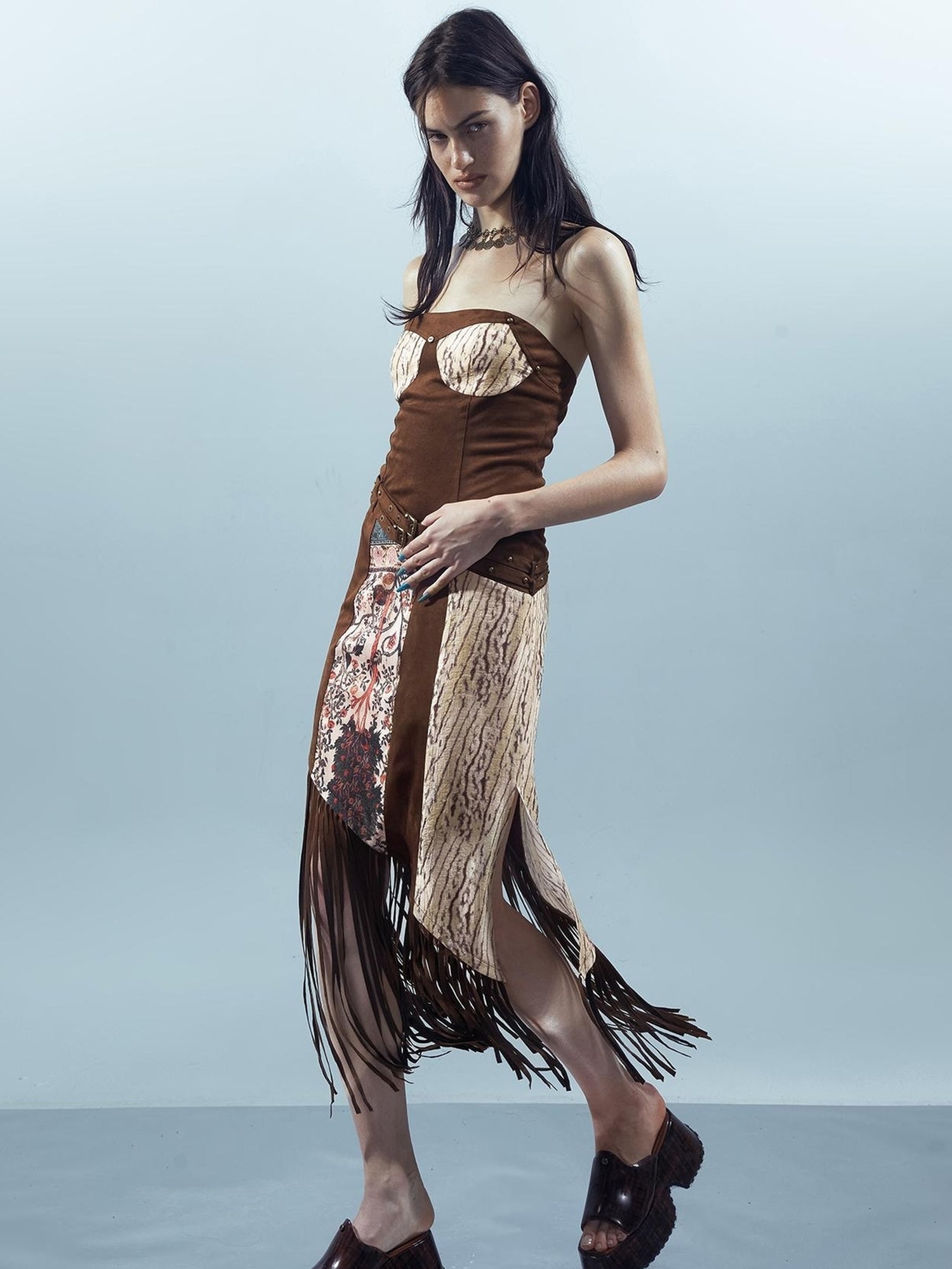 UpdateNN NORTH NODE Piscean Loom Ethereal Threads Fringe Trim Dress