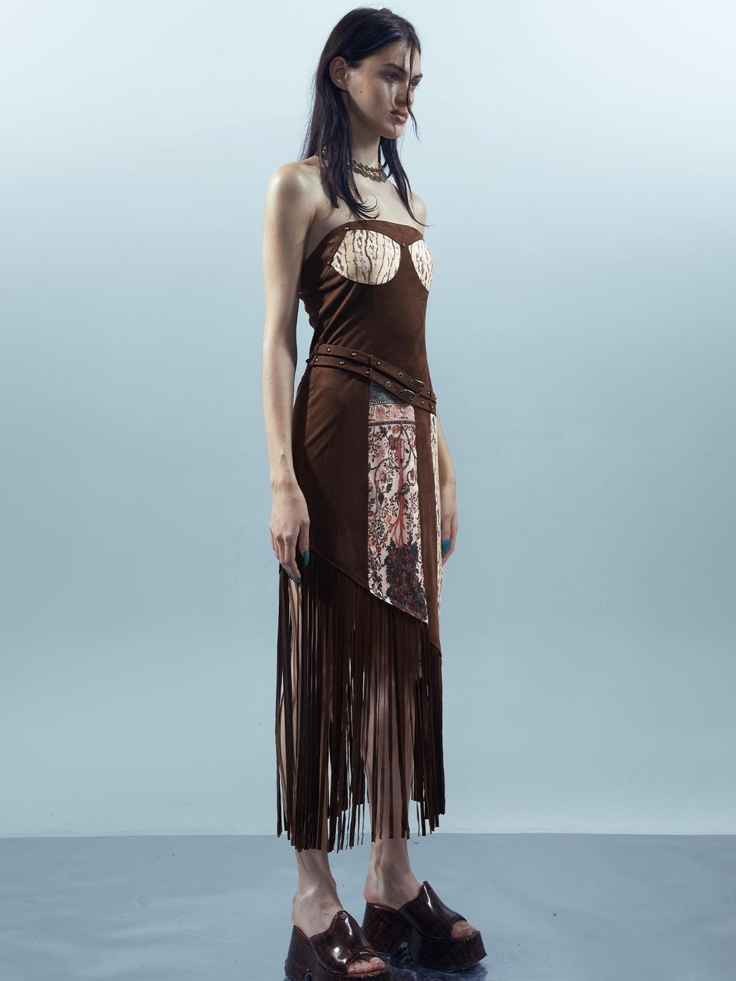 UpdateNN NORTH NODE Piscean Loom Ethereal Threads Fringe Trim Dress