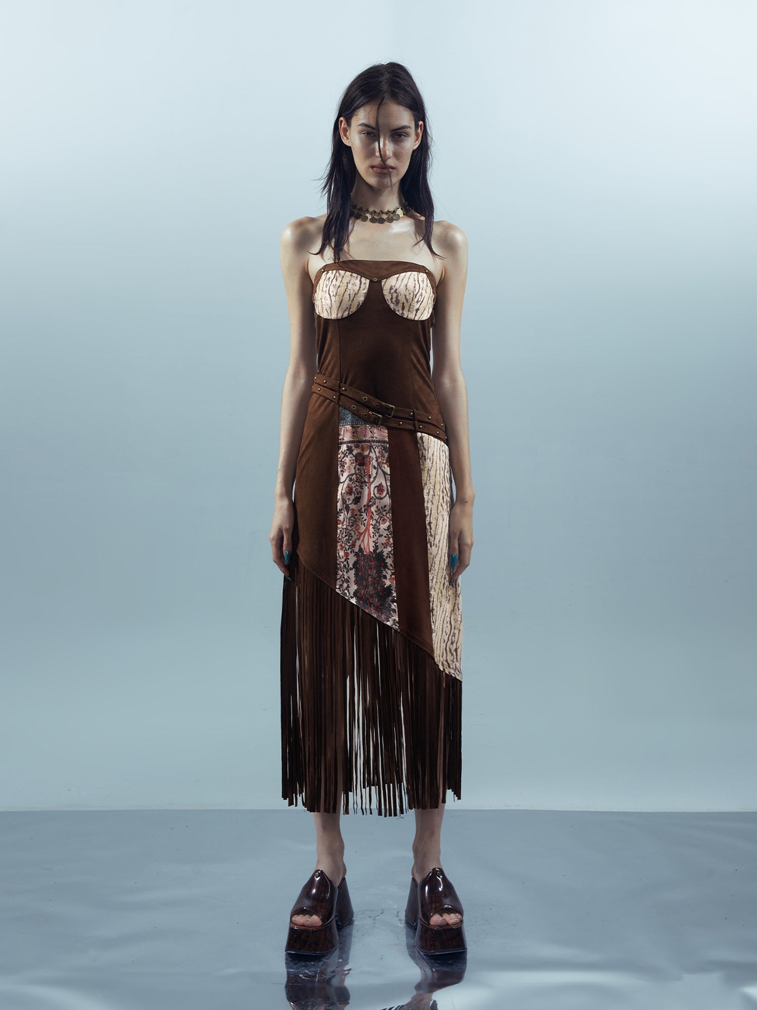 UpdateNN NORTH NODE Piscean Loom Ethereal Threads Fringe Trim Dress