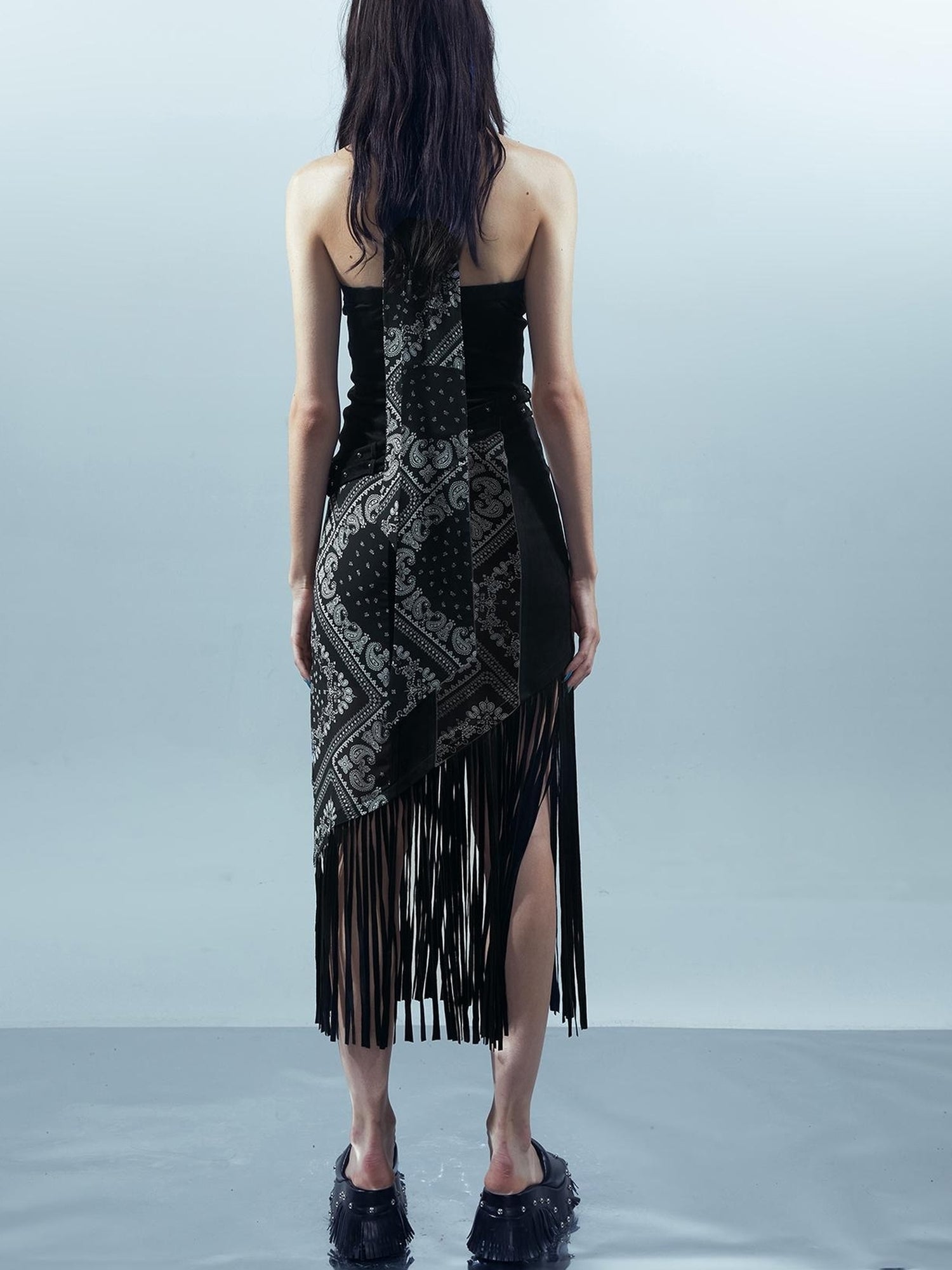 UpdateNN NORTH NODE Piscean Loom Ethereal Threads Fringe Trim Dress