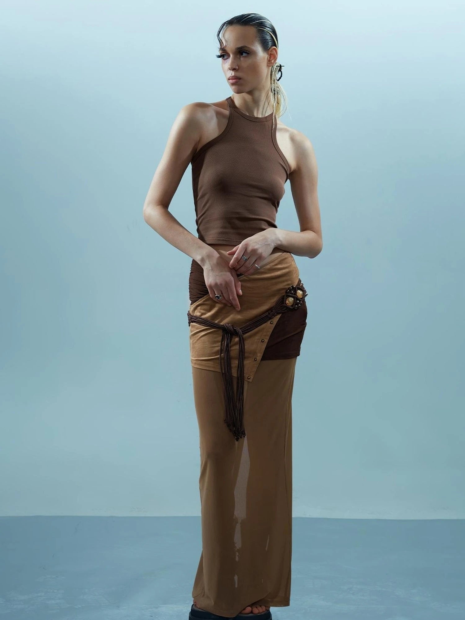 Piscean Loom Ethereal Threads Riveted Mesh Skirt