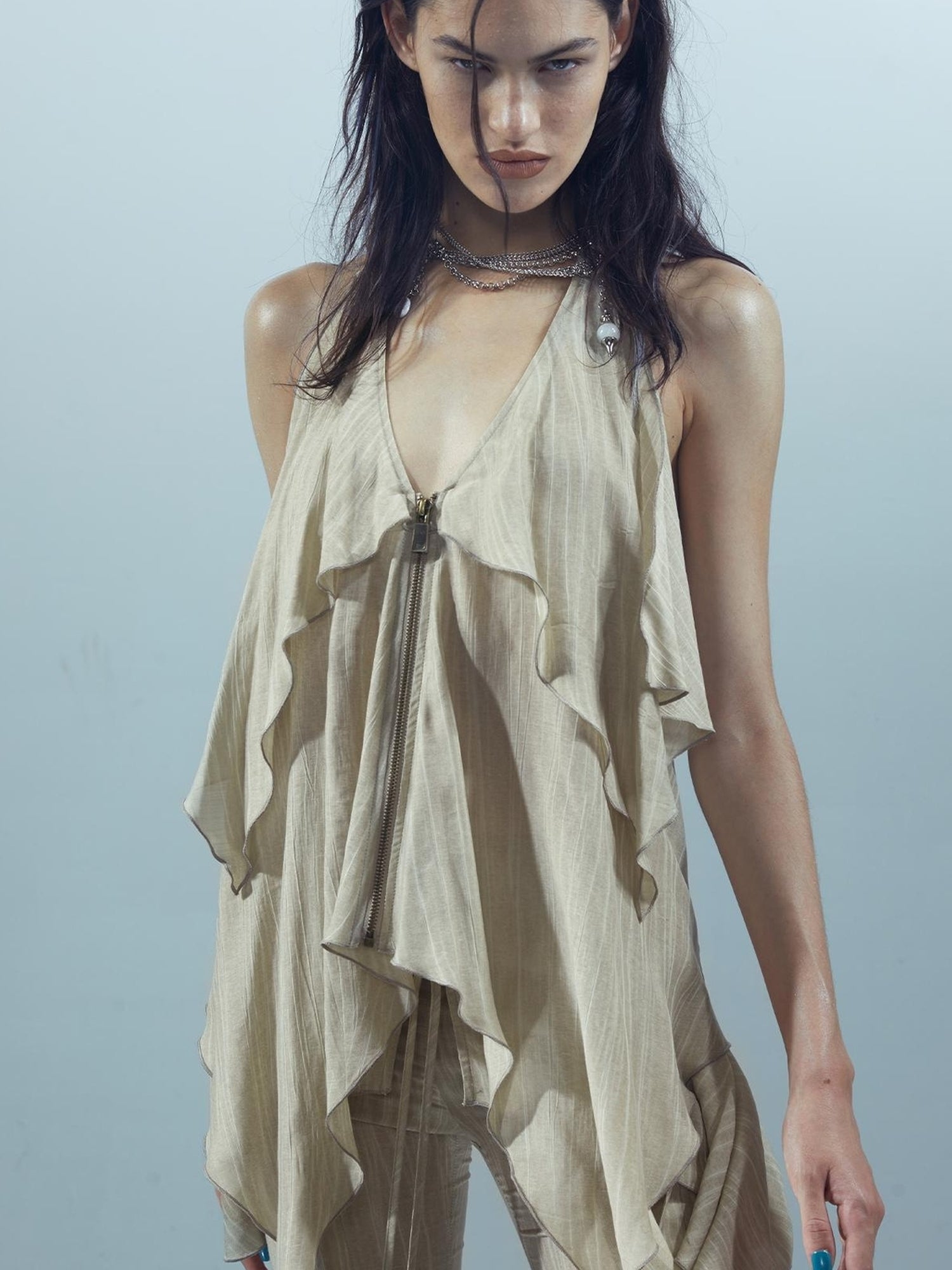 NN NORTH NODE Piscean Loom Ethereal Threads Smocked Backless Camisole