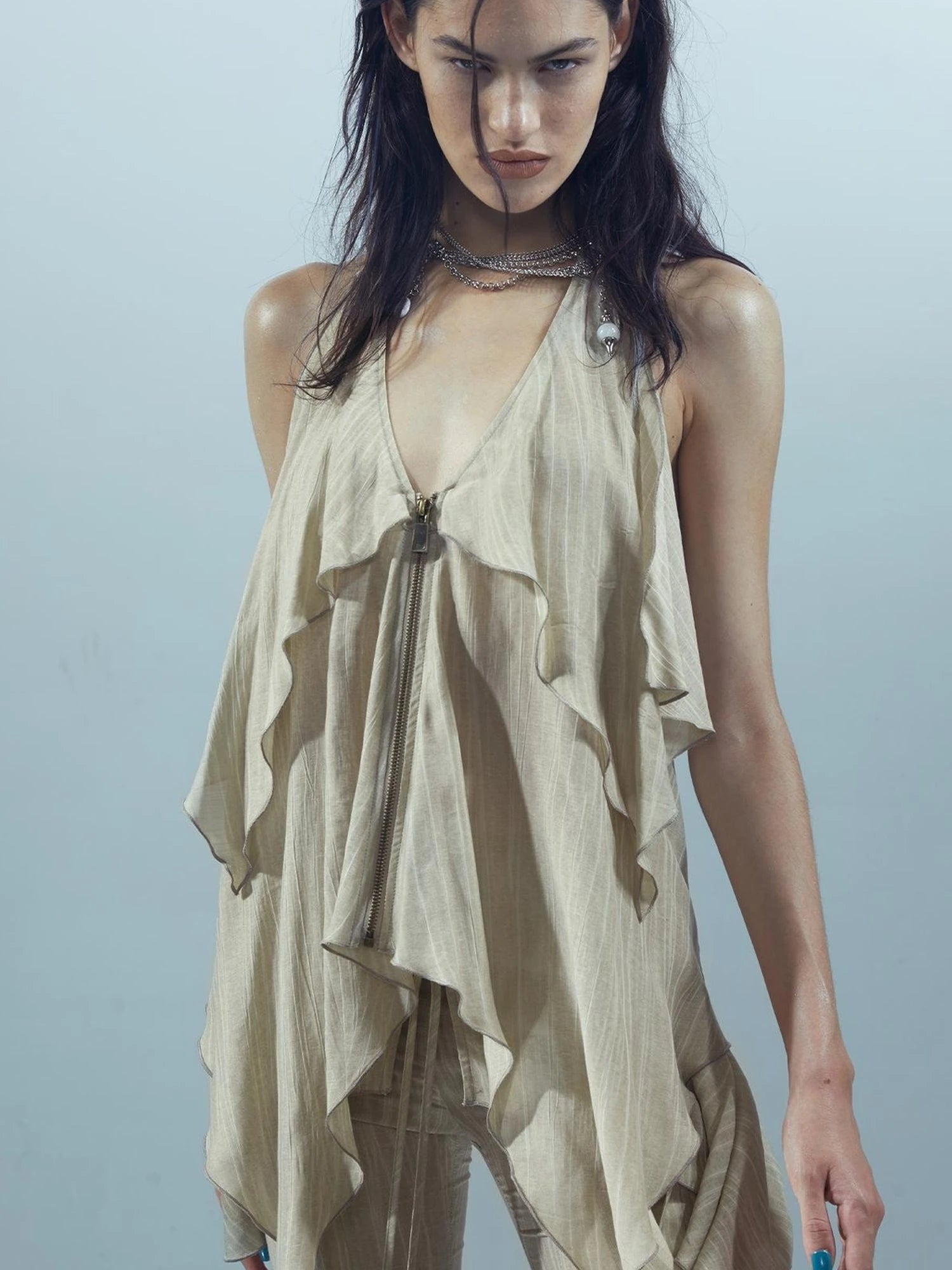Piscean Loom Ethereal Threads Smocked Backless Camisole