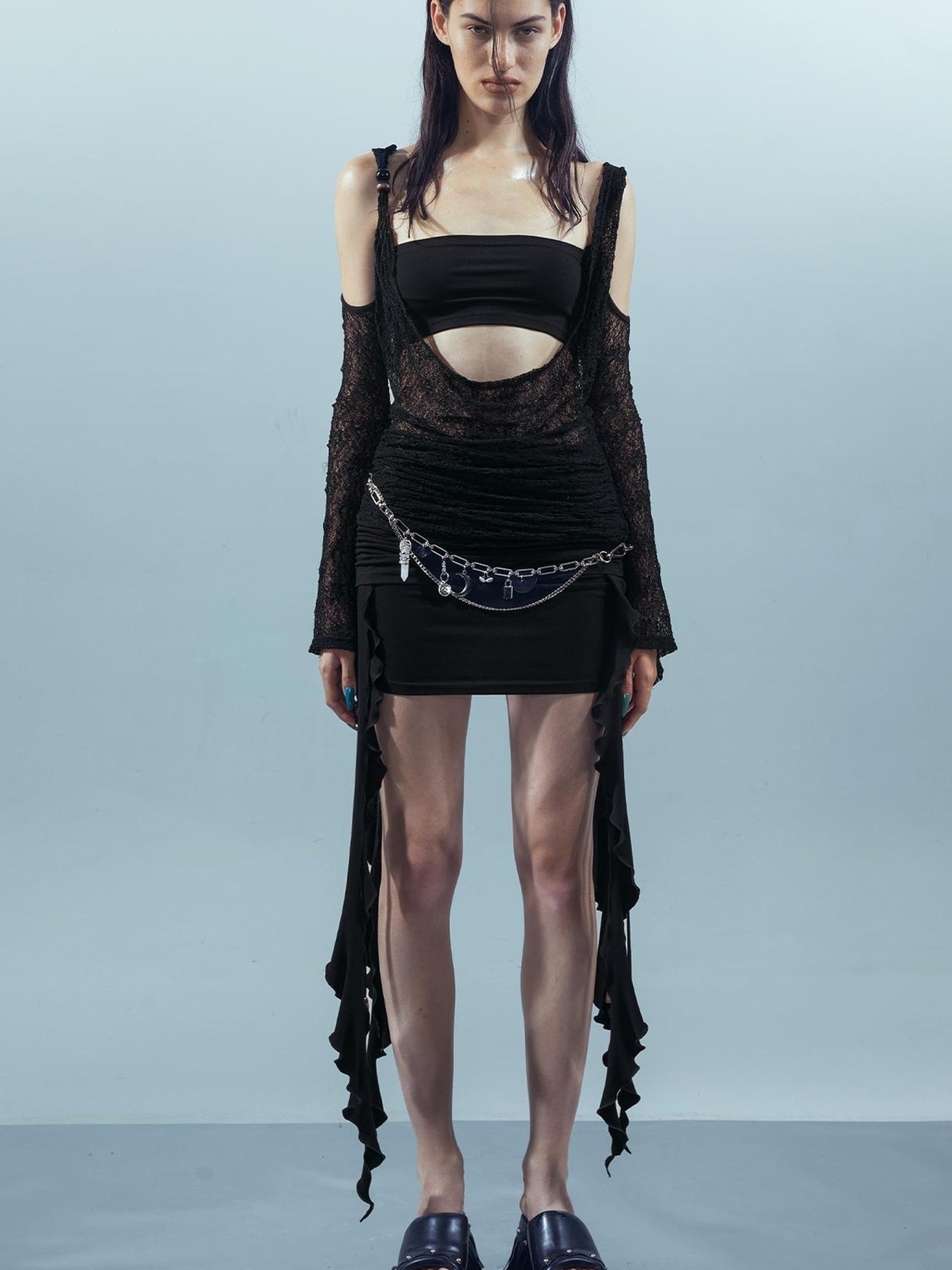 UpdateNN NORTH NODE Piscean Mirage Lace Tee V-neck T-shirt Long Sleeve