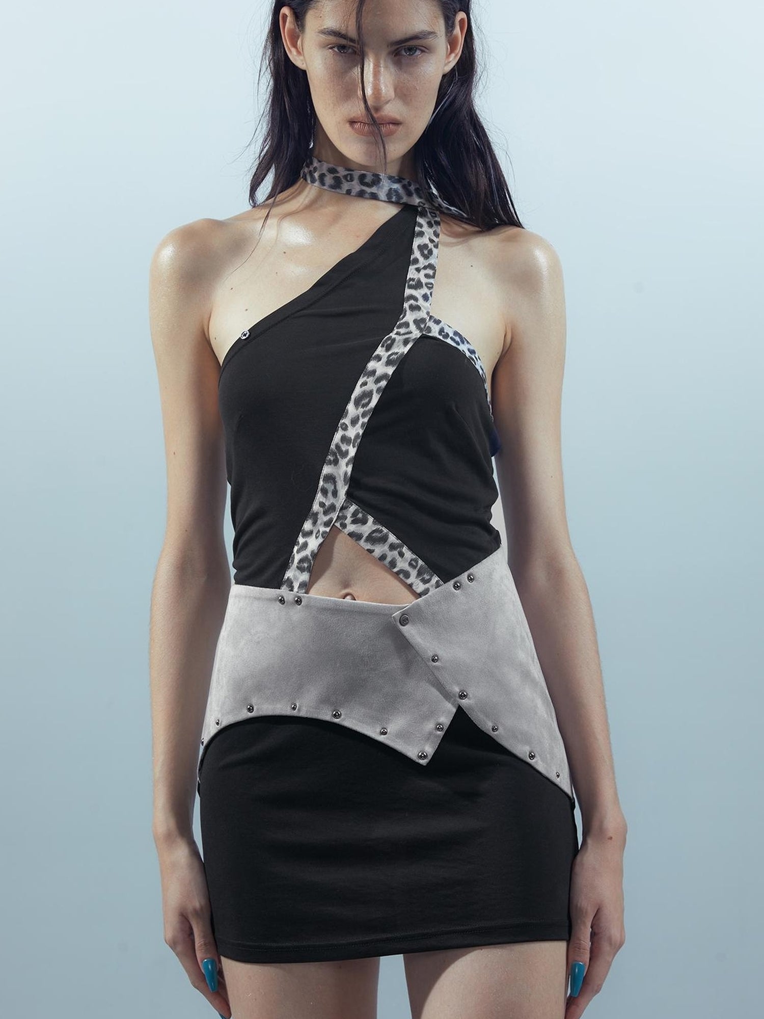 UpdateNN NORTH NODE Piscean Mirage Textured Halter Dress V-Neck T-Shirt Long-Sleeve