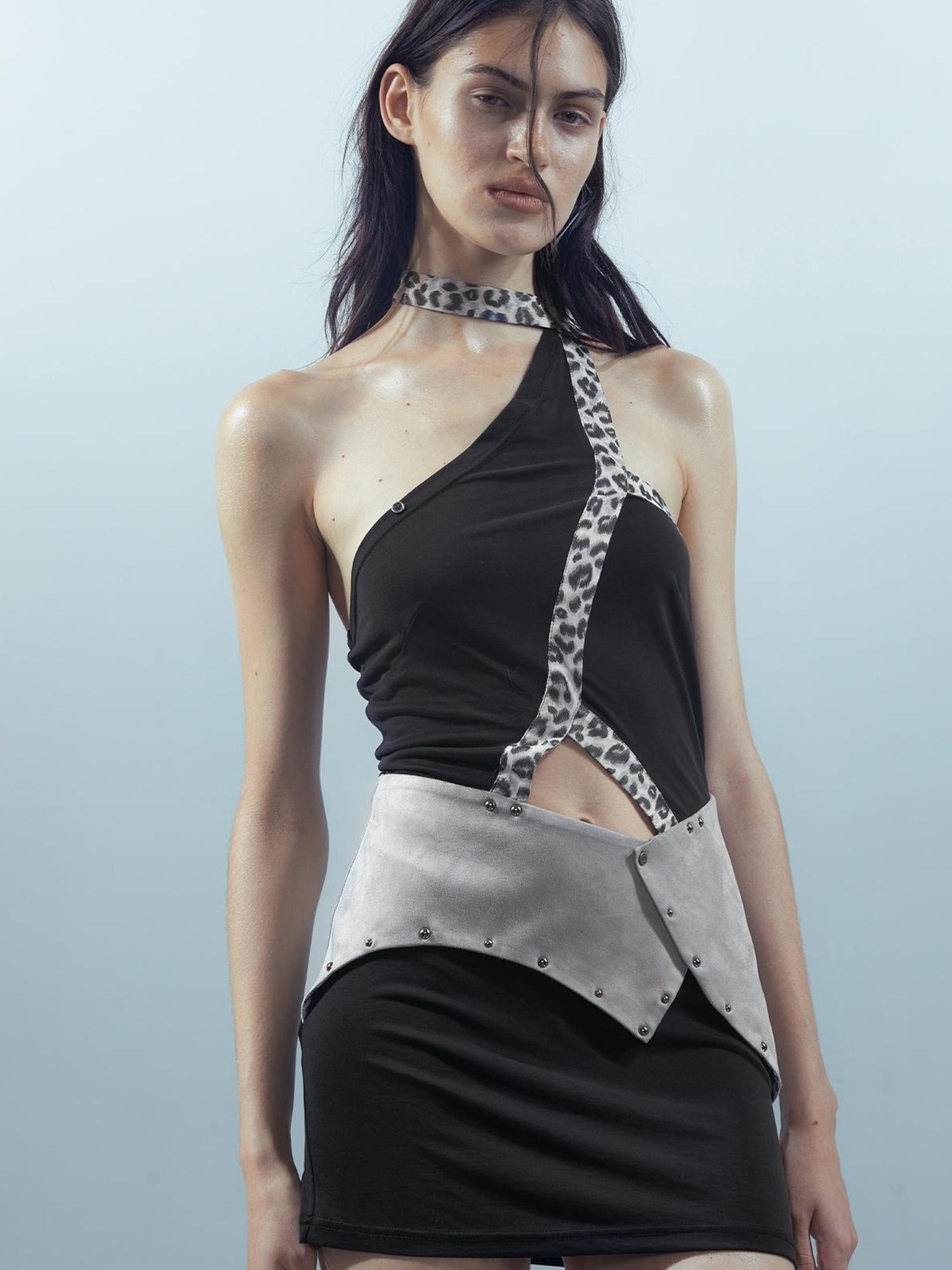 UpdateNN NORTH NODE Piscean Mirage Textured Halter Dress V-Neck T-Shirt Long-Sleeve