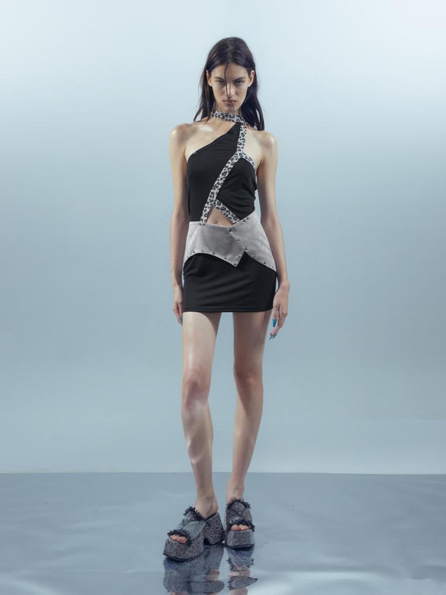 UpdateNN NORTH NODE Piscean Mirage Textured Halter Dress V-Neck T-Shirt Long-Sleeve