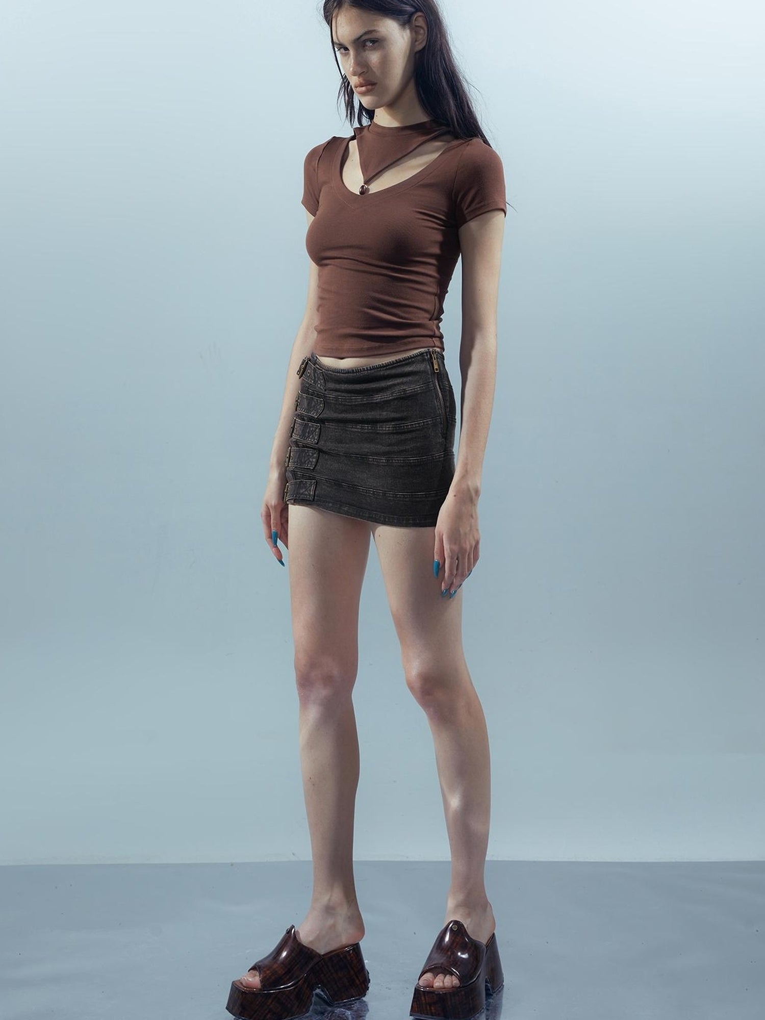 UpdateNN NORTH NODE Piscean Odyssey Ethereal Hollowed Beaded V-neck T-shirt Long Sleeve