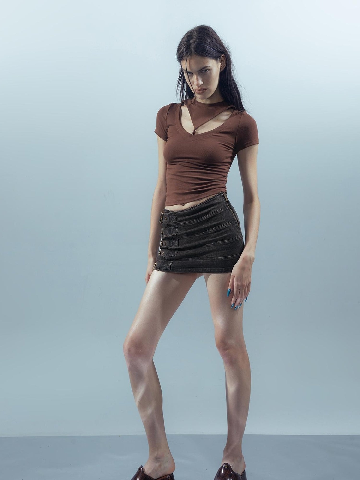 UpdateNN NORTH NODE Piscean Odyssey Ethereal Hollowed Beaded V-neck T-shirt Long Sleeve