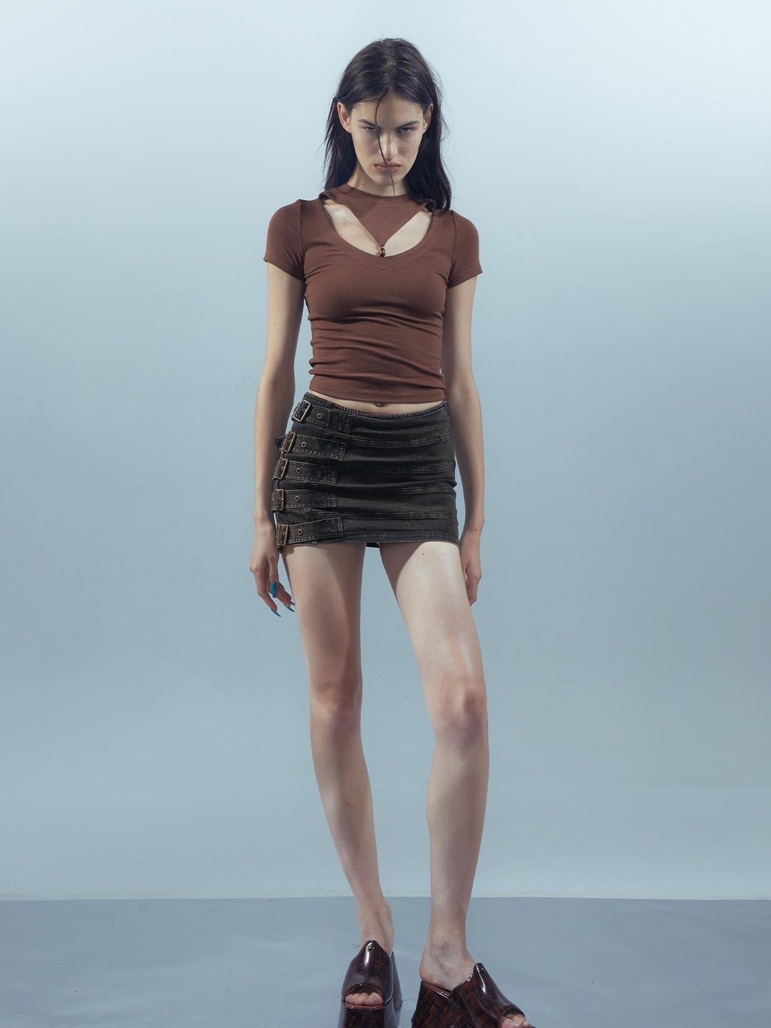 UpdateNN NORTH NODE Piscean Odyssey Ethereal Hollowed Beaded V-neck T-shirt Long Sleeve