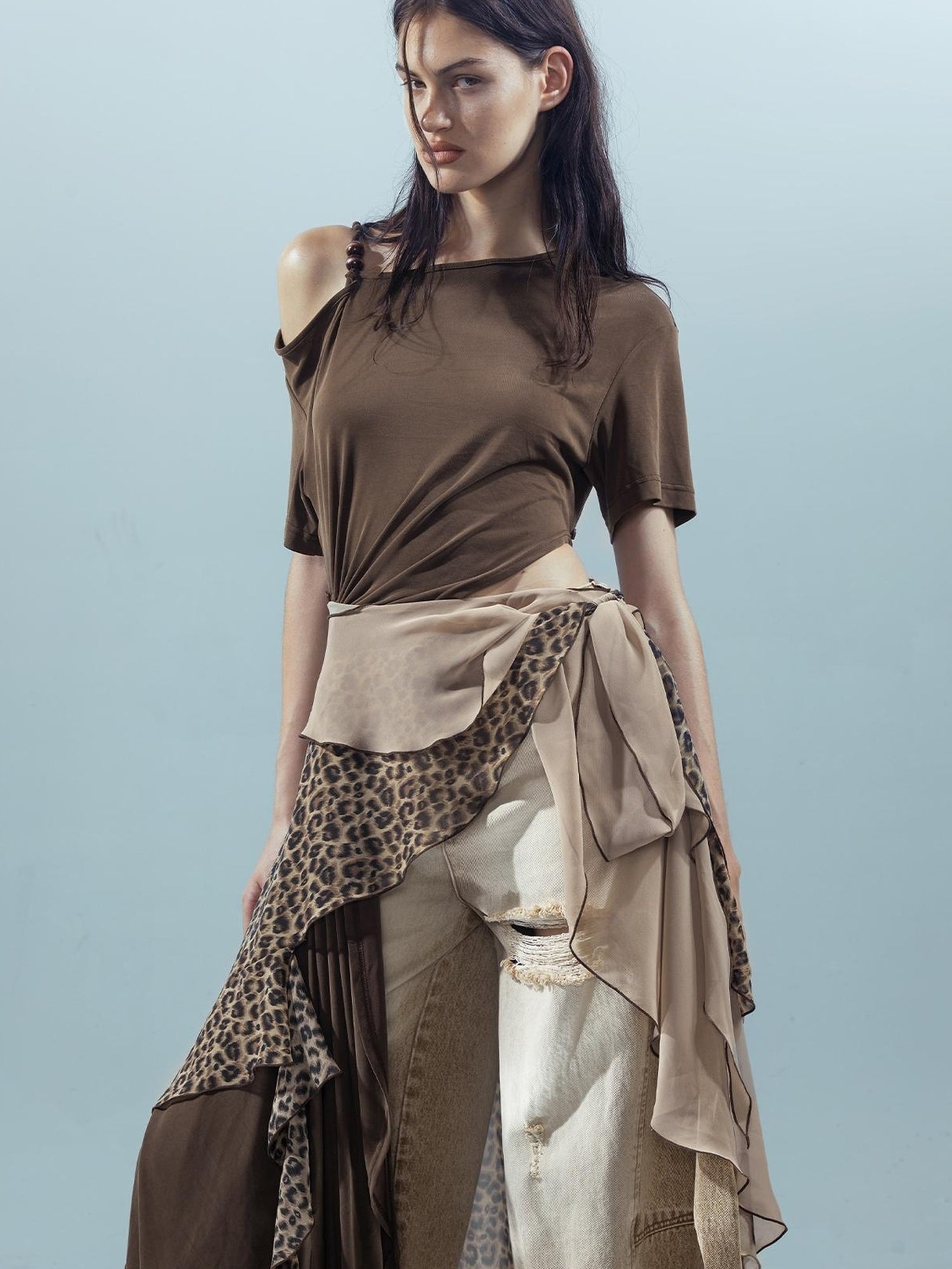 UpdateNN NORTH NODE Piscean Odyssey Off Shoulder Tee With Detachable Scarf