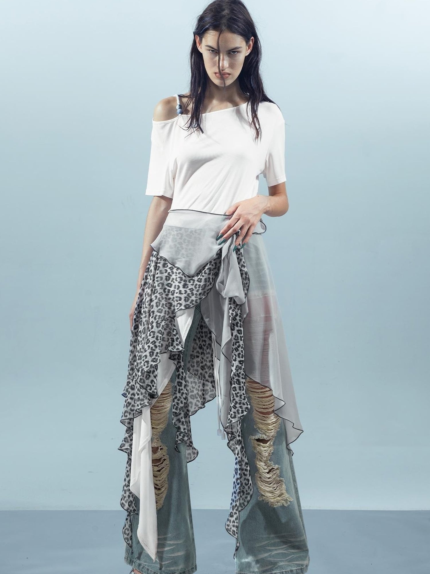 UpdateNN NORTH NODE Piscean Odyssey Off Shoulder Tee With Detachable Scarf