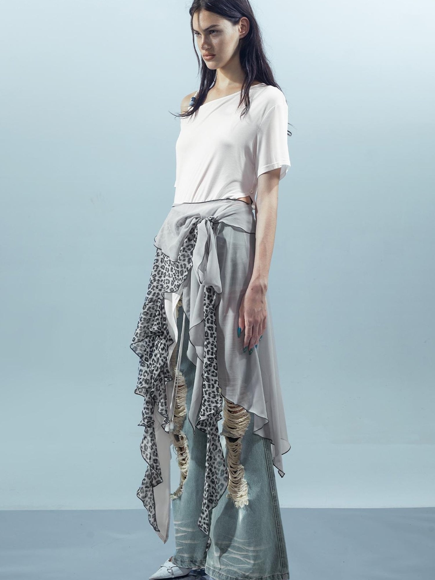 UpdateNN NORTH NODE Piscean Odyssey Off Shoulder Tee With Detachable Scarf