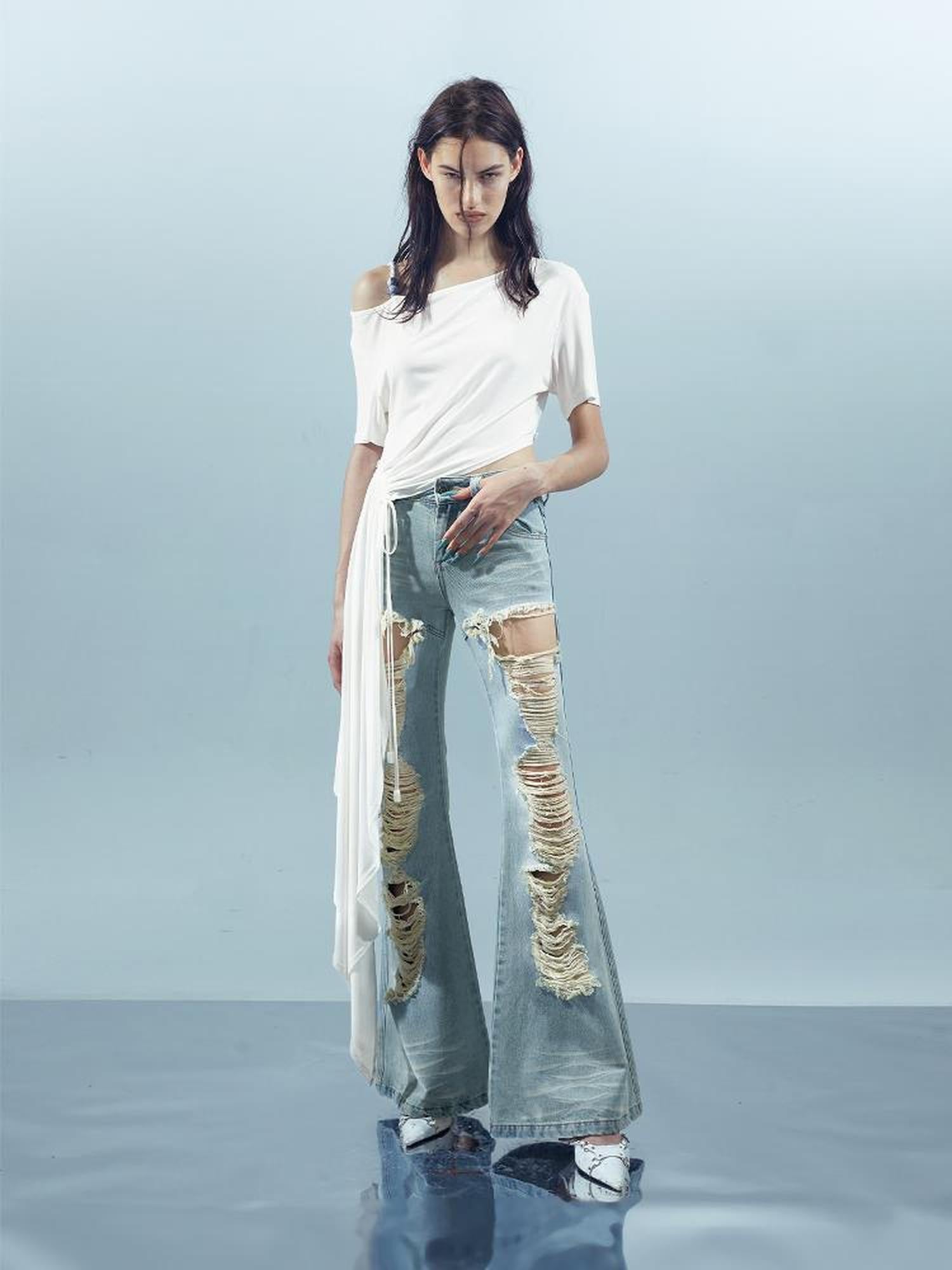 UpdateNN NORTH NODE Piscean Odyssey Off Shoulder Tee With Detachable Scarf
