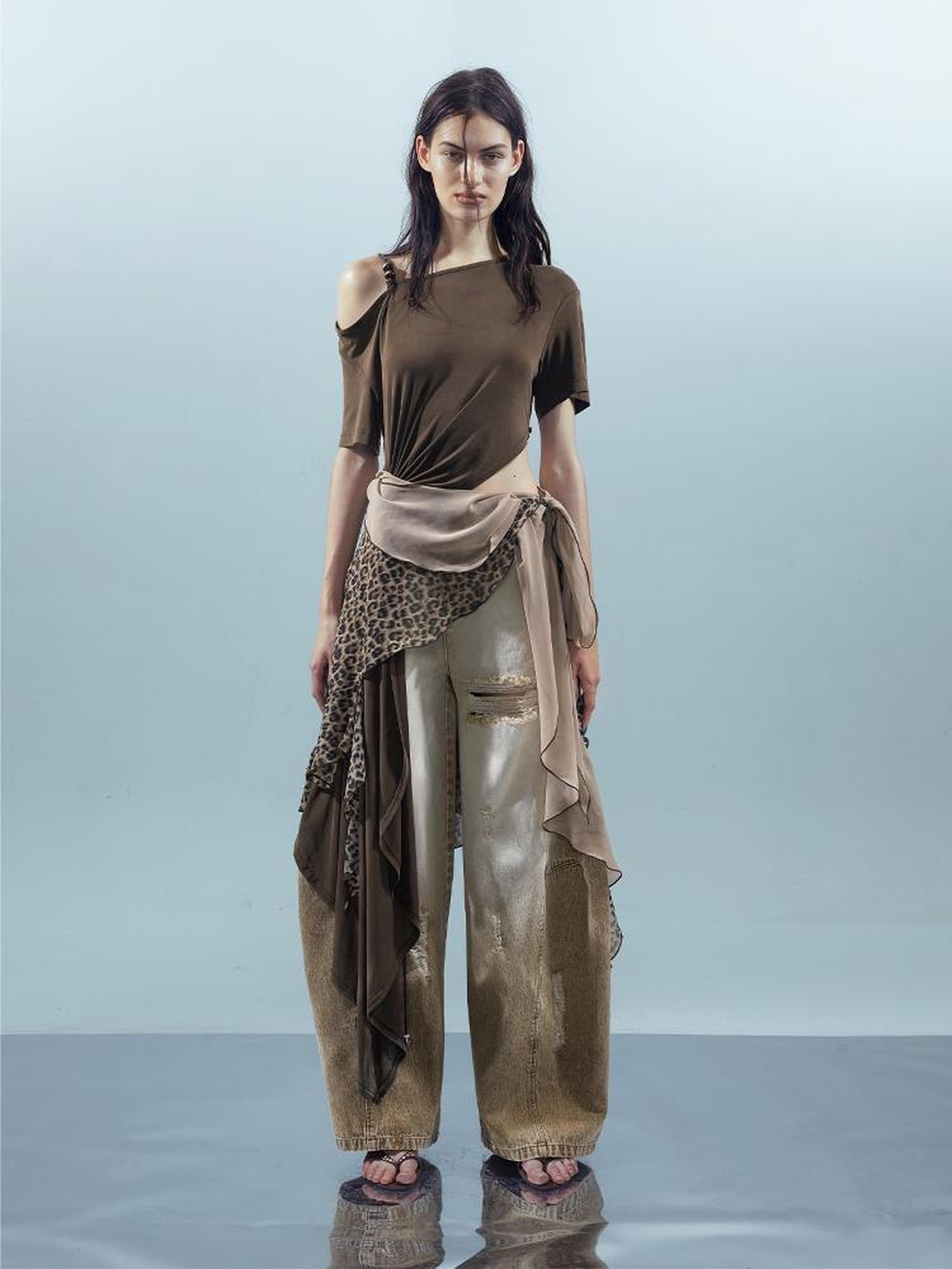 UpdateNN NORTH NODE Piscean Odyssey Off Shoulder Tee With Detachable Scarf