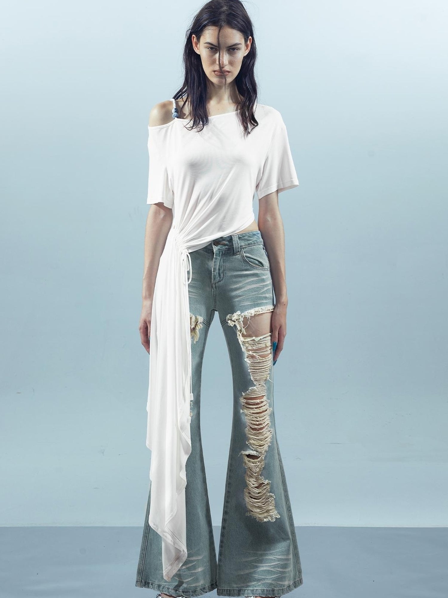 UpdateNN NORTH NODE Piscean Odyssey Off Shoulder Tee With Detachable Scarf