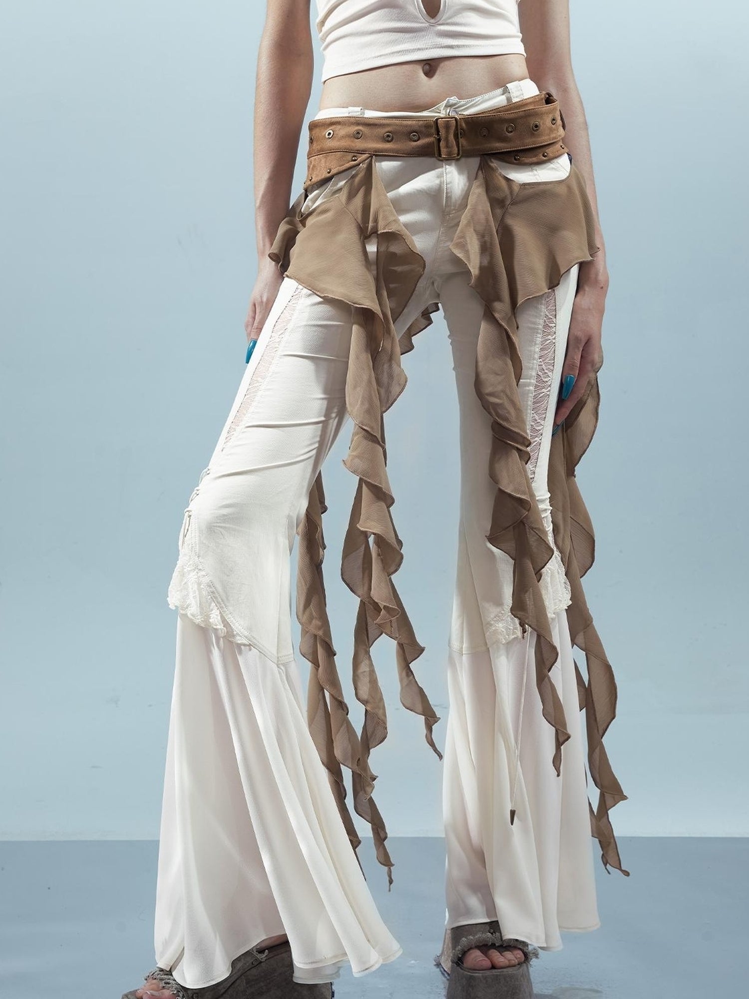 UpdateNN NORTH NODE Pisces Loom Ethereal Threads Cascading Hem V-Neck T-Shirt Long-Sleeve