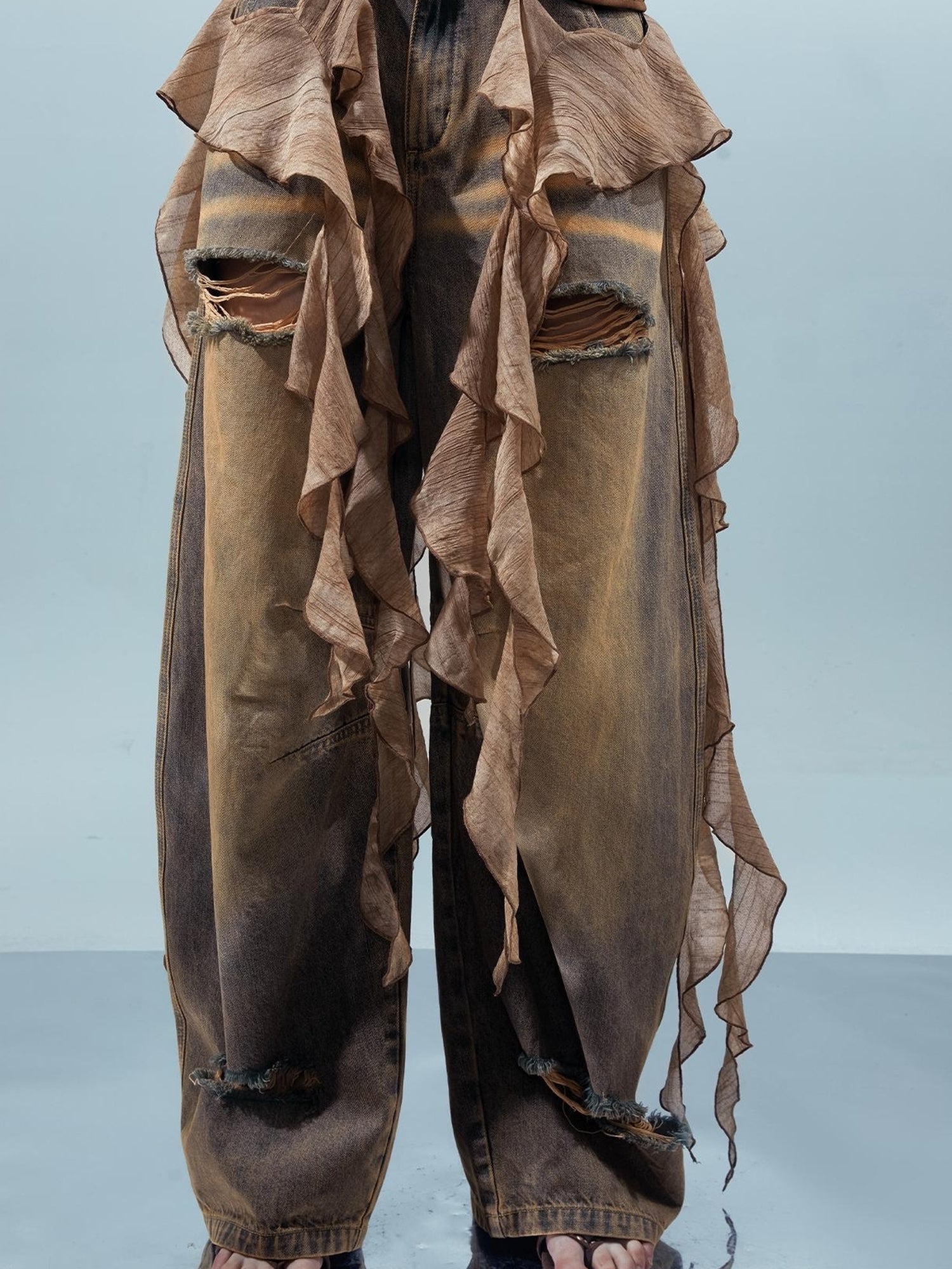 UpdateNN NORTH NODE Pisces Loom Ethereal Threads Cascading Hem V-Neck T-Shirt Long-Sleeve